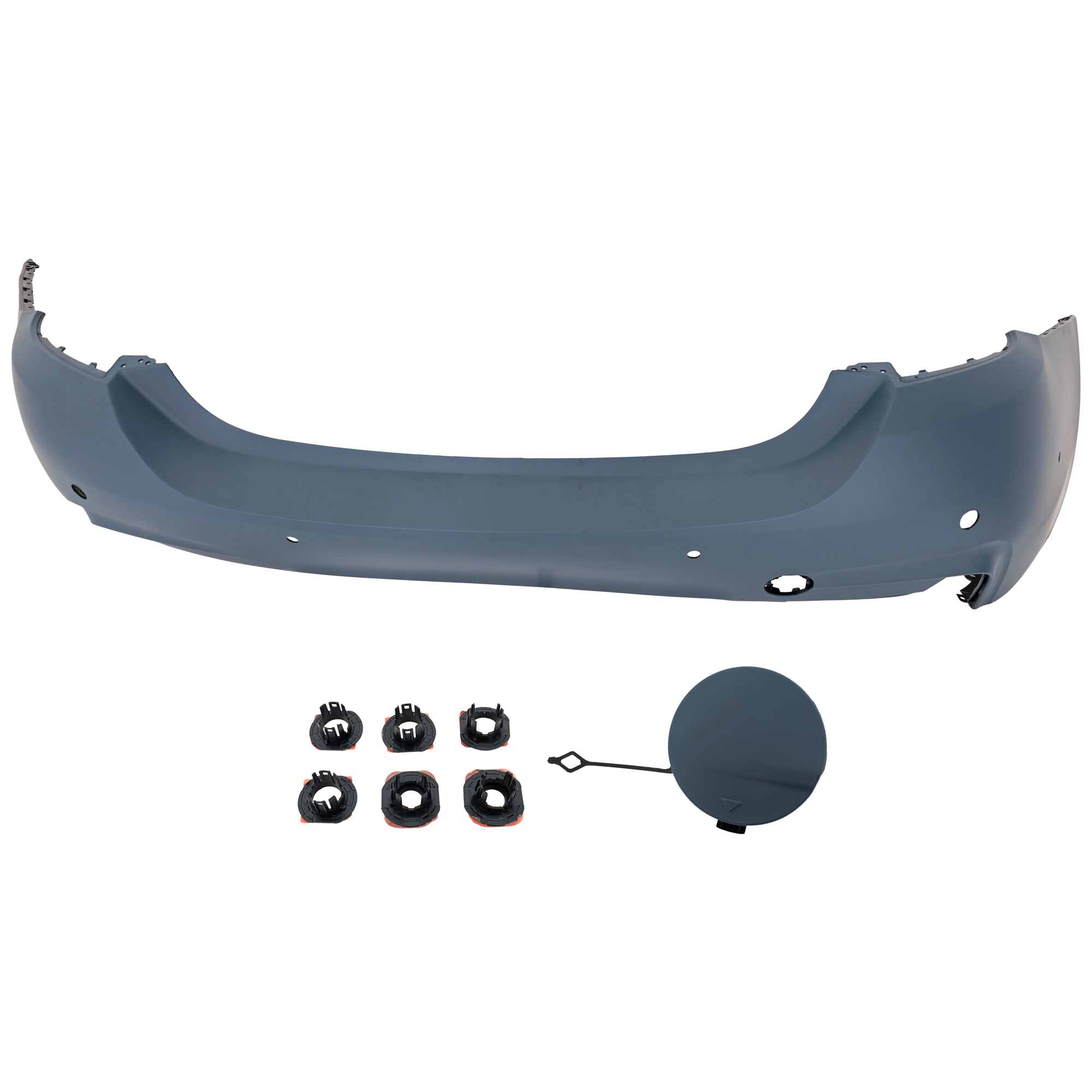 AM 4 SERIES 14-20 REAR BUMPER COVER Primed Convertible Coupe w M Sport Package w Parking Aid Sensor Holes and Park Distance Control Sensor Holes SKU RB76010136P Partslink BM1100371 OEM 51128073078