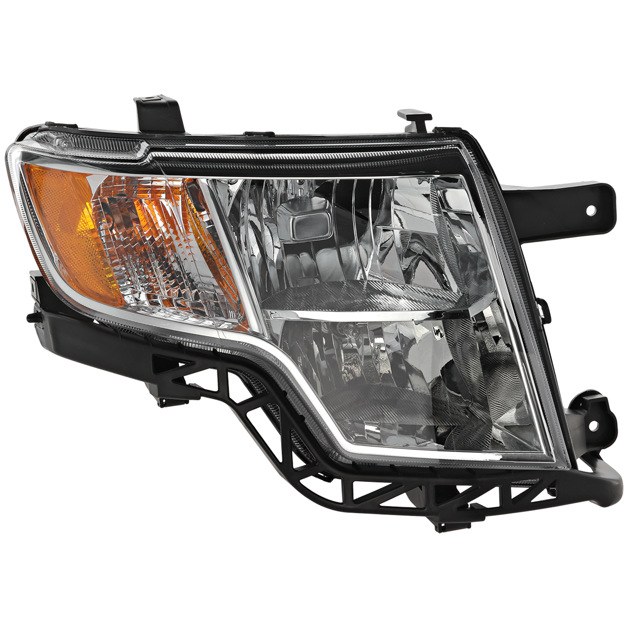 AM EDGE 07-10 HEAD LAMP RH Assembly Halogen Chrome Interior Exc. Sport Model CAPA SKU RBF100101Q Partslink FO2503228C OEM 7T4Z13008A