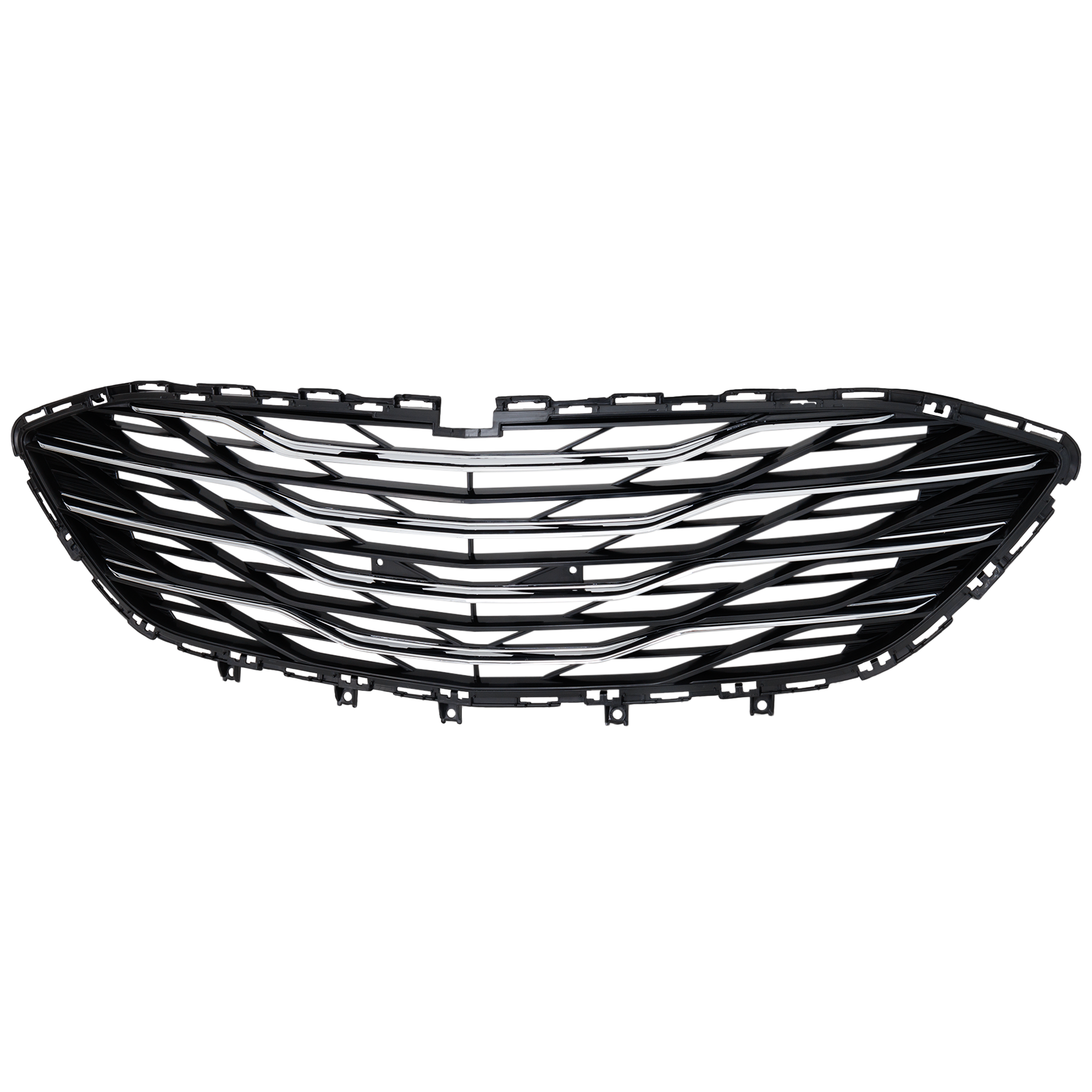 AM MALIBU 19-23 FRONT BUMPER GRILLE Lower Chrome Hybrid L LS LT Premier w o Parallel Park Assist Sensor Holes Models CAPA SKU RC01530035Q Partslink GM1036204C OEM 84473373