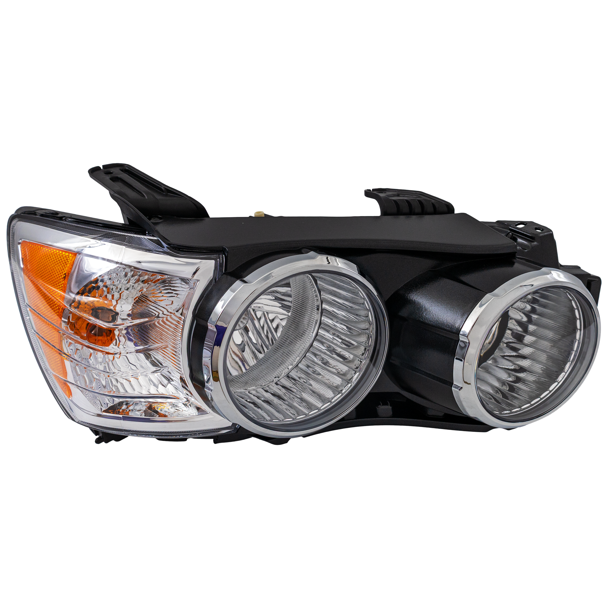 AM SONIC 12-16 HEAD LAMP RH Assembly Halogen Black Interior w Chrome Bezel Hatchback Sedan LTZ w o Dusk Package CAPA SKU RC10010019Q Partslink GM2503359C OEM 96830972-42390434