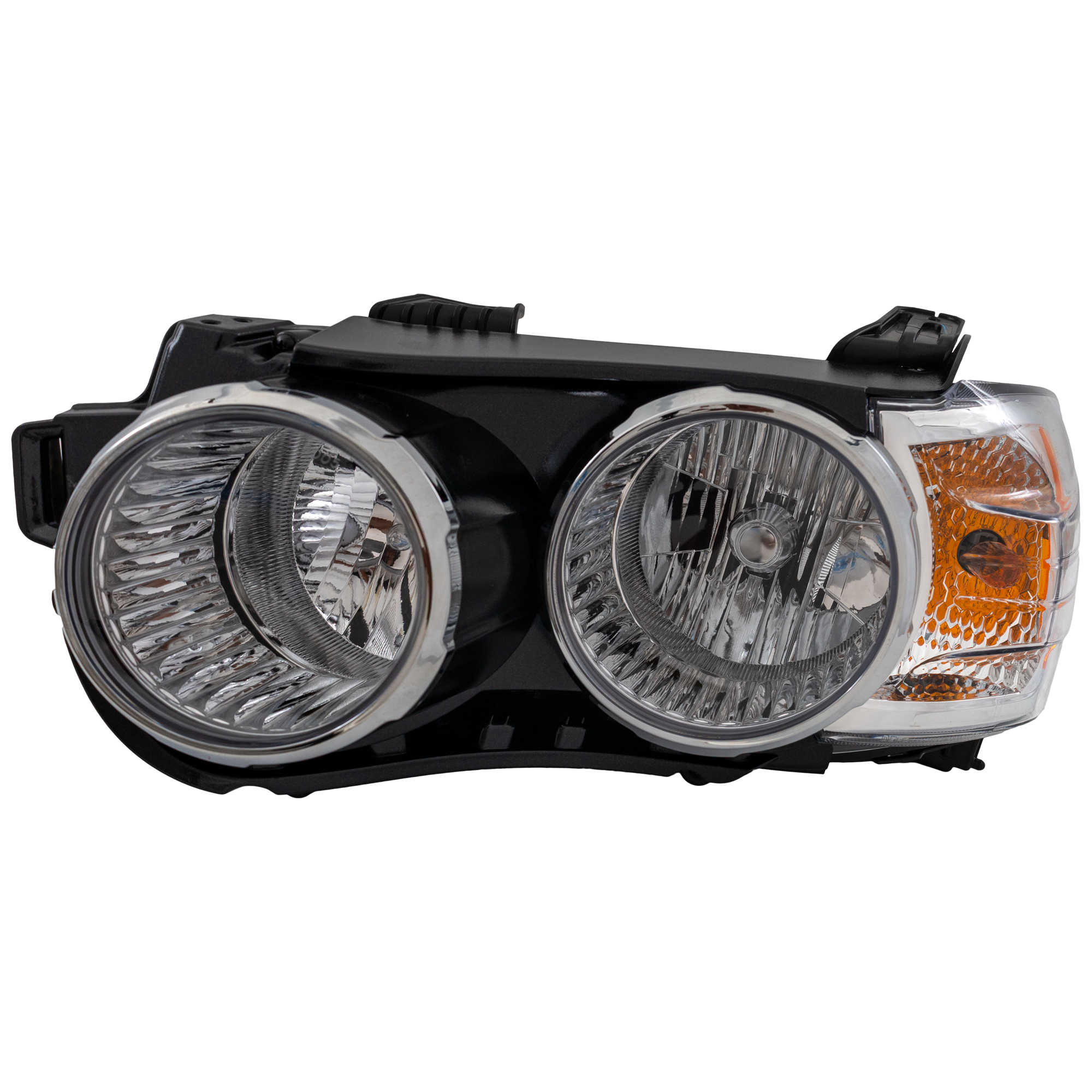 AM SONIC 12-16 HEAD LAMP LH Assembly Halogen Black Interior w Chrome Bezel Hatchback Sedan LTZ w o Dusk Package CAPA SKU RC10010020Q Partslink GM2502359C OEM 96830971-42390433