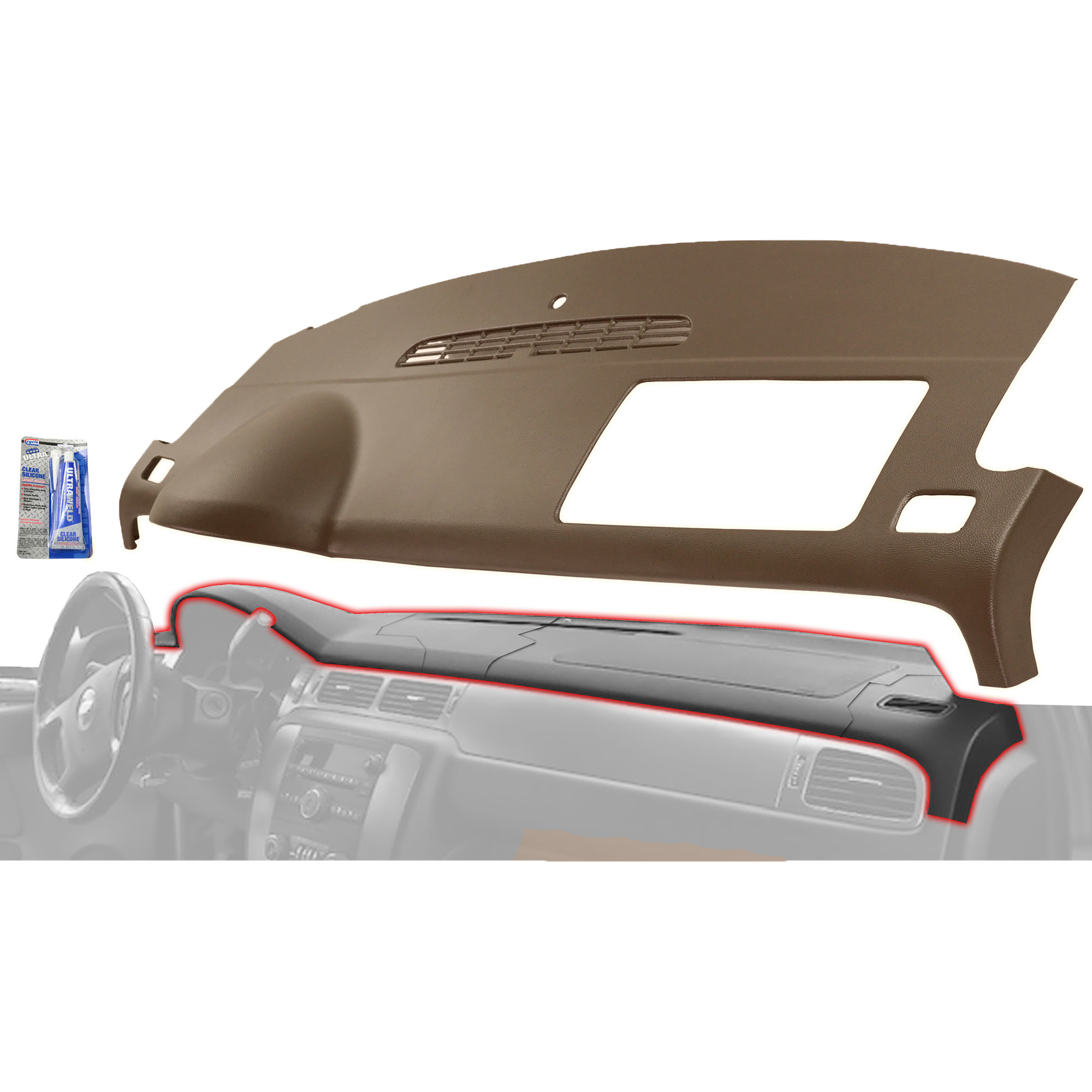 AM SIERRA YUKON SUBURBAN TAHOE 07-13 DASH COVER Cashmere 1 Piece Design without Speaker Holes SKU RC40110013C