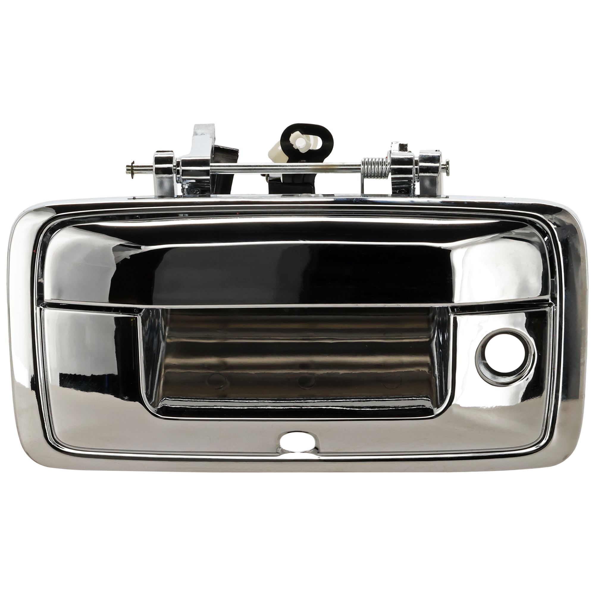 AM SILVERADO SIERRA 1500-16-18-2500 HD 3500 HD 16-18 TAILGATE HANDLE Outside All Chr w Keyhole and Cam Hole All Cab Types SKU RC58070002C OEM 84016231