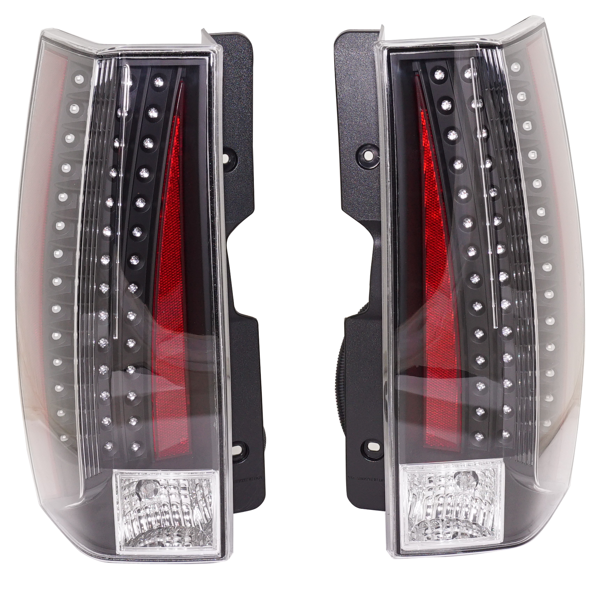 AM ESCALADE ESCALADE ESV 07-14 TAIL LAMP RH AND LH Assembly Halogen LED Black Interior Clear Lens Escalade ESV Base Model 2 Piece SKU RC73010050 Partslink GM2811213 OEM 22884388-22884387