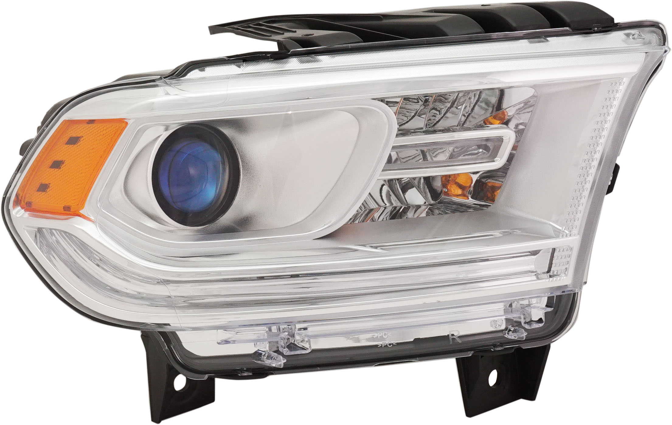 AM DURANGO 16-20 HEAD LAMP RH Assembly Halogen Chrome Interior w o LED Daytime Running Light CAPA SKU RD10010021Q Partslink CH2503303C OEM 68299136AF