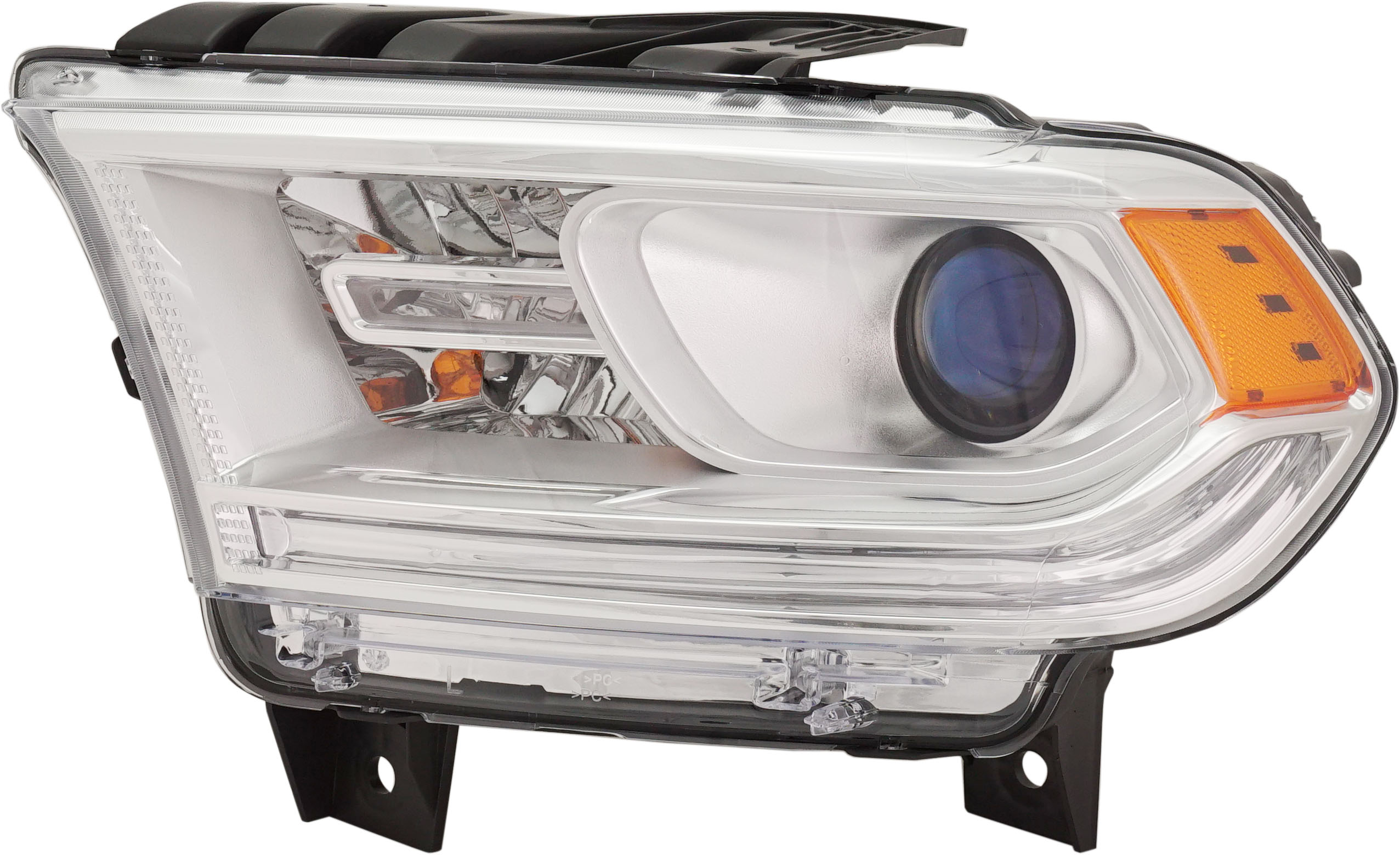 AM DURANGO 16-20 HEAD LAMP LH Assembly Halogen Chrome Interior w o LED Daytime Running Light CAPA SKU RD10010022Q Partslink CH2502303C OEM 68299137AF