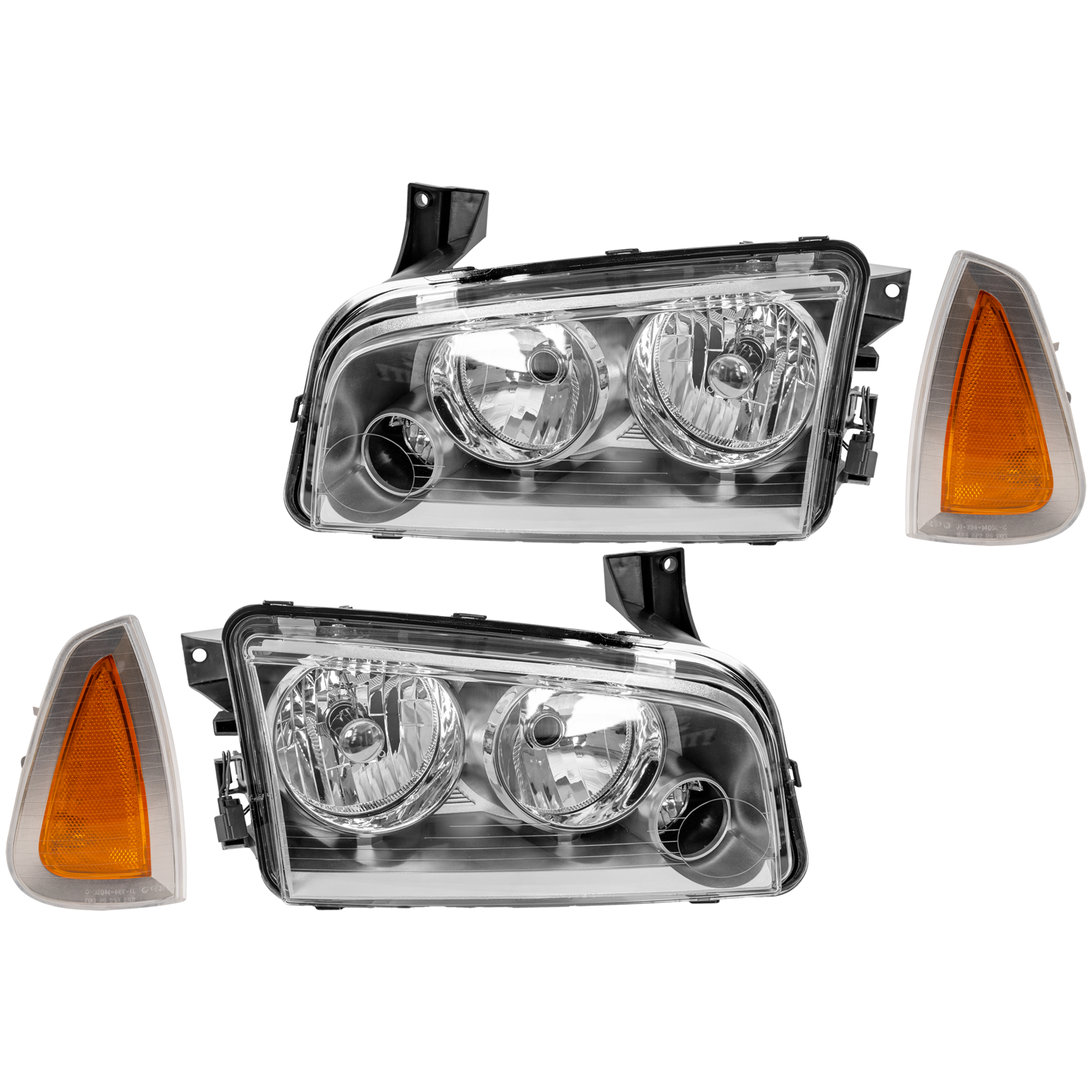 AM CHARGER 07-10 HEAD LAMP RH AND LH Lens and Housing Halogen Clear Lens From 11-8-06-2 Piece SKU RD10010036 Partslink CH2505128 OEM 4806165AJ 4806164AJ