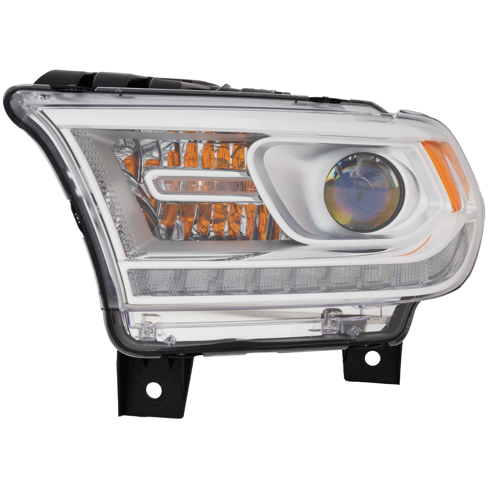 AM DURANGO 16-20 HEAD LAMP LH Assembly Halogen Chrome Interior w Daytime Running Light CAPA SKU RD10010042Q Partslink CH2502306C OEM 68299133AH