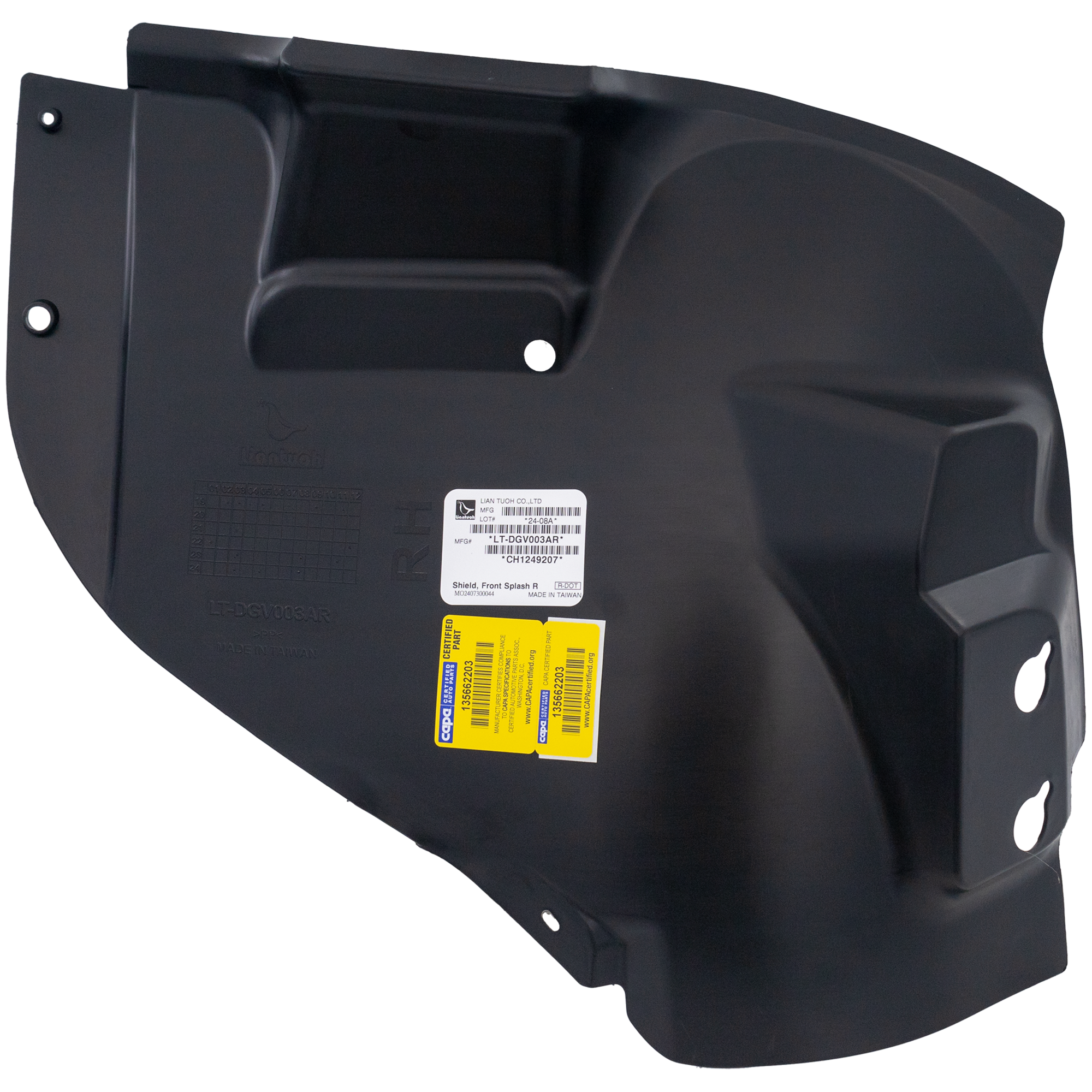AM RAM 1500-19-24 FRONT FENDER LINER RH Front Section w Wheel Opening Molding Plastic Injection Form SKU RD22210033 Partslink CH1249207 OEM 68275908AA