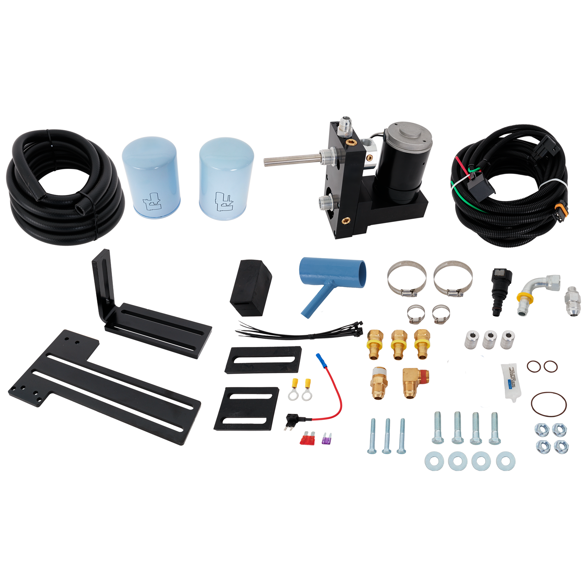 AM RAM 2500 RAM 3500-98-04 DIESEL FUEL LIFT PUMP SYSTEM w Wiring Harness Fuel Line Fuel Pump Installation Hardware Fuel Pressure Regulator and Mounting Bracket 100 gph 380 lph flow rate SKU RD38380002 OEM TSD08100G TSD08100G