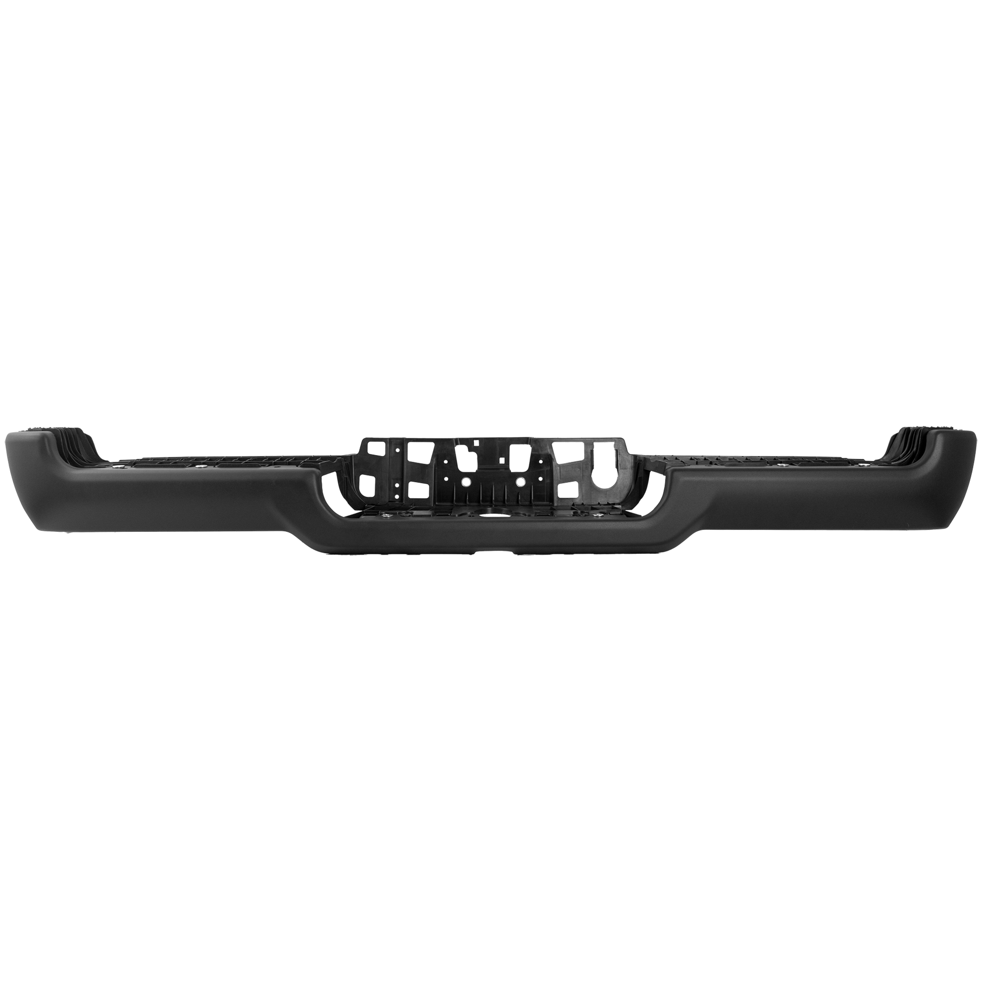 AM RAM 1500-19-24 STEP BUMPER FACE BAR ONLY w o Pad and Pad Provision w o Mounting Bracket Painted Black Big Horn Lone Star Laramie Sport Limited Laramie Longhorn Models w Single Exhaust Holes T SKU RD76090002 Partslink CH1103190 OEM 68404442AB PFM