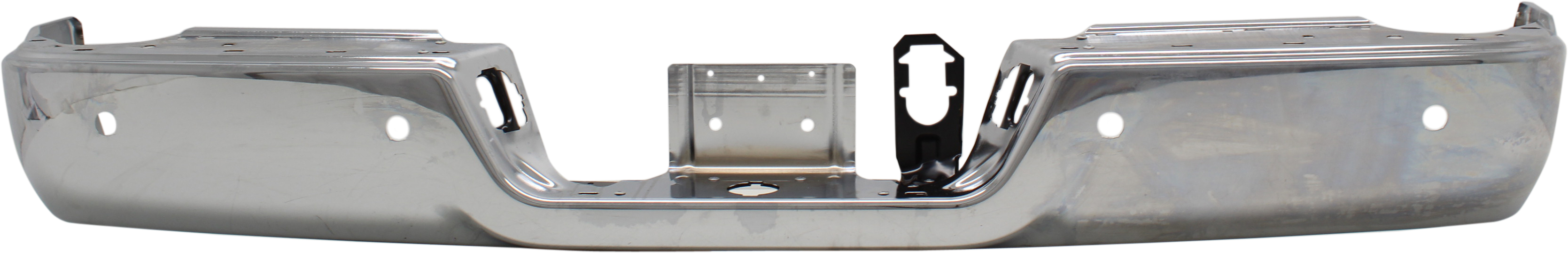 AM RAM 2500-3500-13-18 STEP BUMPER FACE BAR ONLY w o Pad w Pad Provision w o Mounting Bracket Chrome w Parking Aid Sensor Holes SKU RD82560002 Partslink CH1102379 OEM 68207297AA