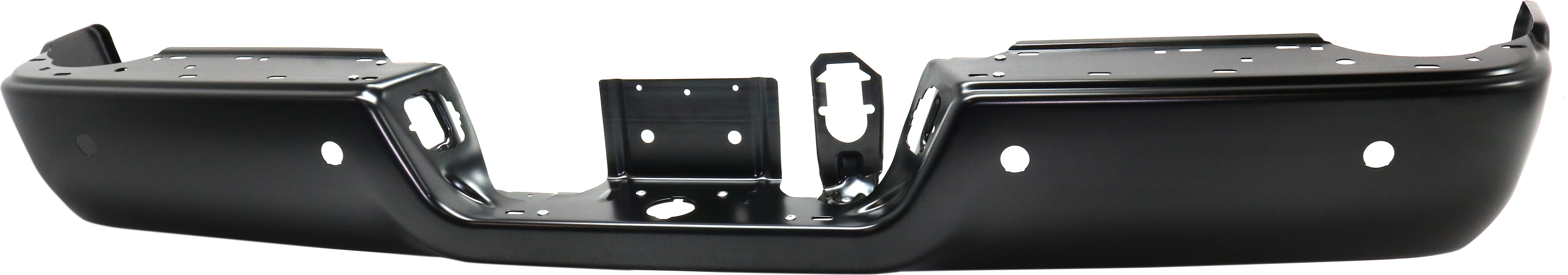 AM RAM 2500-3500-13-18 STEP BUMPER FACE BAR ONLY w o Pad w Pad Provision w o Mounting Bracket Powdercoated Black w Parking Aid Sensor Holes Type 1 SKU RD82560004 Partslink CH1102377 OEM 68207307AA
