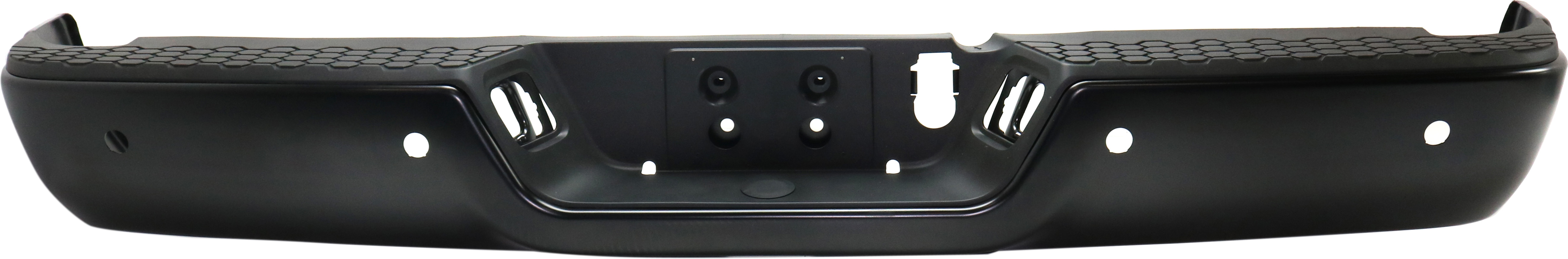 AM RAM 2500-3500-13-18 STEP BUMPER FACE BAR AND PAD w Pad Provision w o Mounting Bracket Powdercoated Black w Parking Aid Sensor Holes Type 1 SKU RD82620004 Partslink CH1103127 OEM 68207307AA PFM