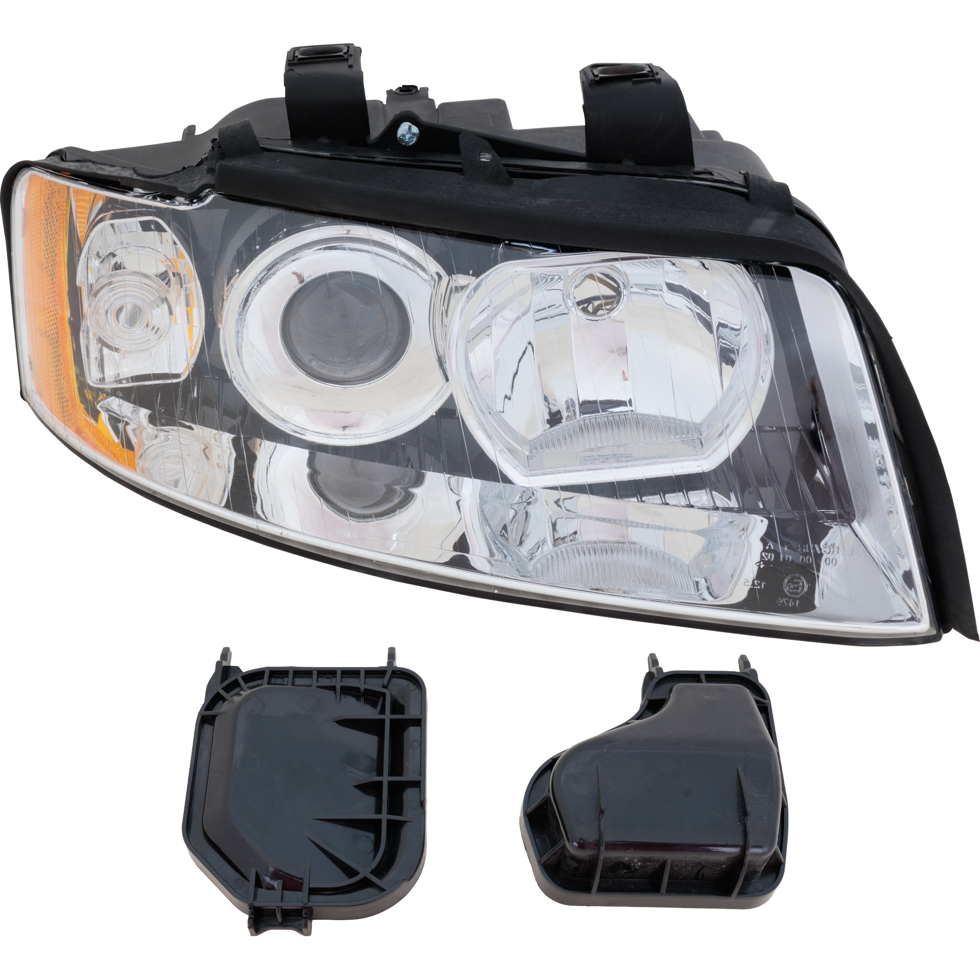 AM A4-02-05 S4-04-05 HEAD LAMP RH Lens and Housing Halogen Chrome Interior SKU REPA100103 Partslink AU2503113 OEM 8E0941030F