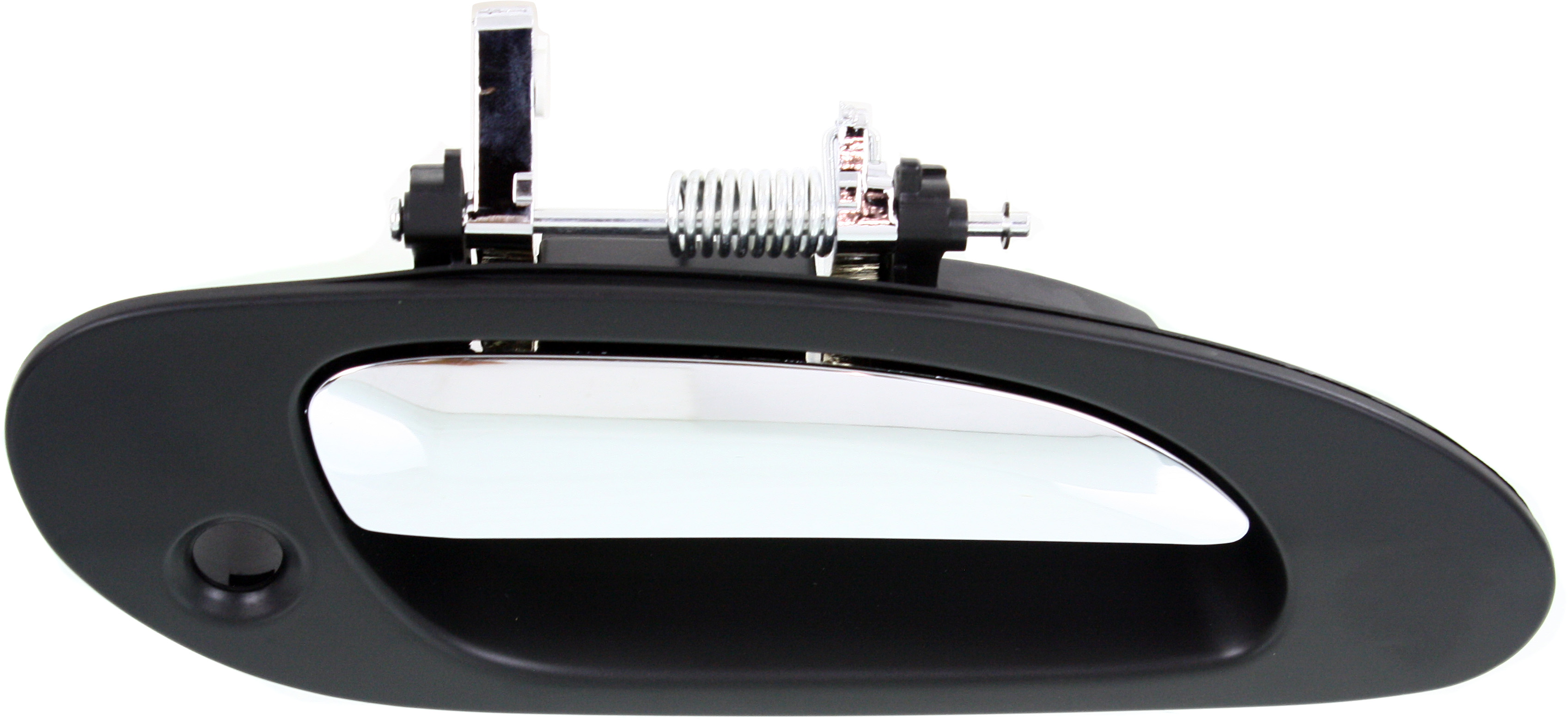 AM TL 99-03 FRONT EXTERIOR DOOR HANDLE RH Chrome Lever + Black Housing w Keyhole Plastic SKU REPA462153 OEM 72140S0KA01ZE