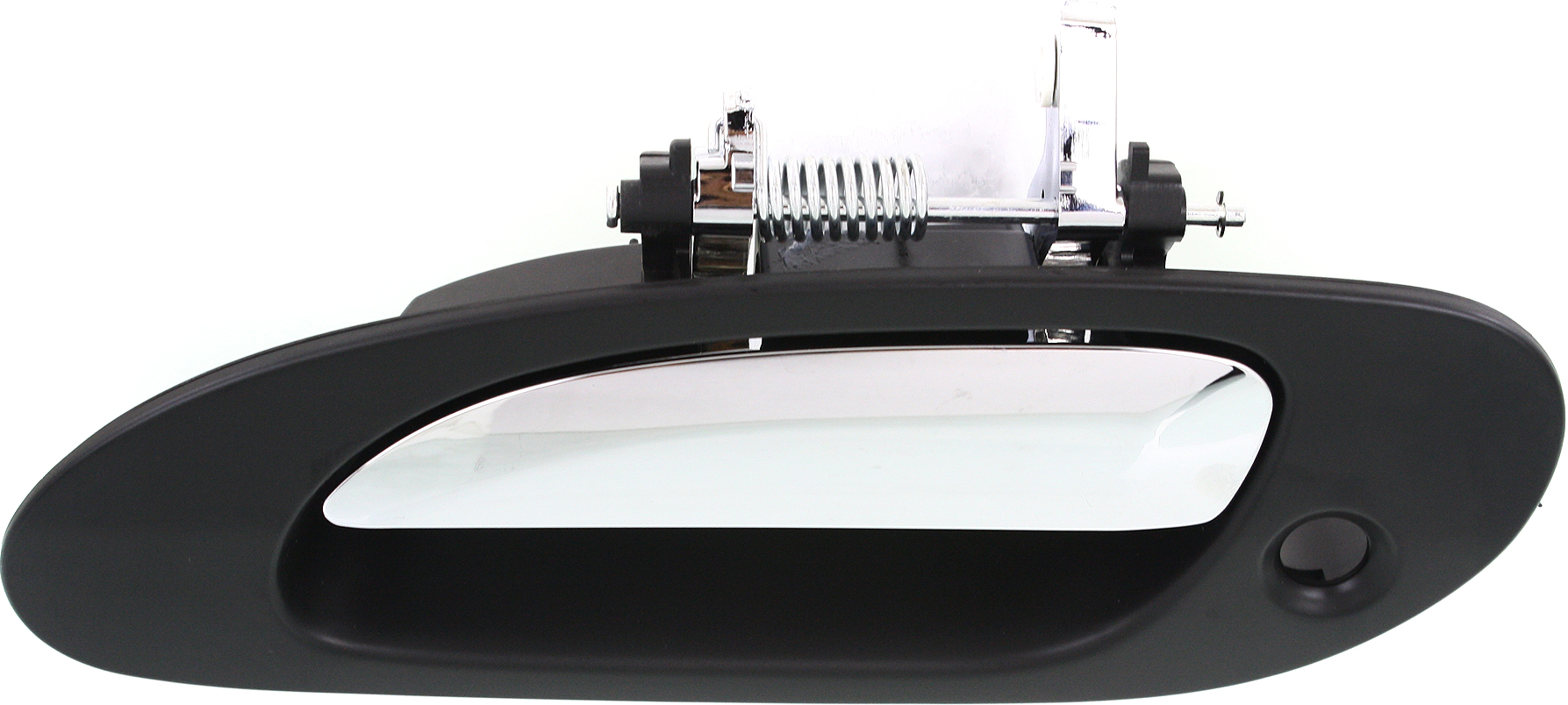 AM TL 99-03 FRONT EXTERIOR DOOR HANDLE LH Chrome Lever + Black Housing w Keyhole Plastic SKU REPA462154 OEM 72180S0KA01ZE