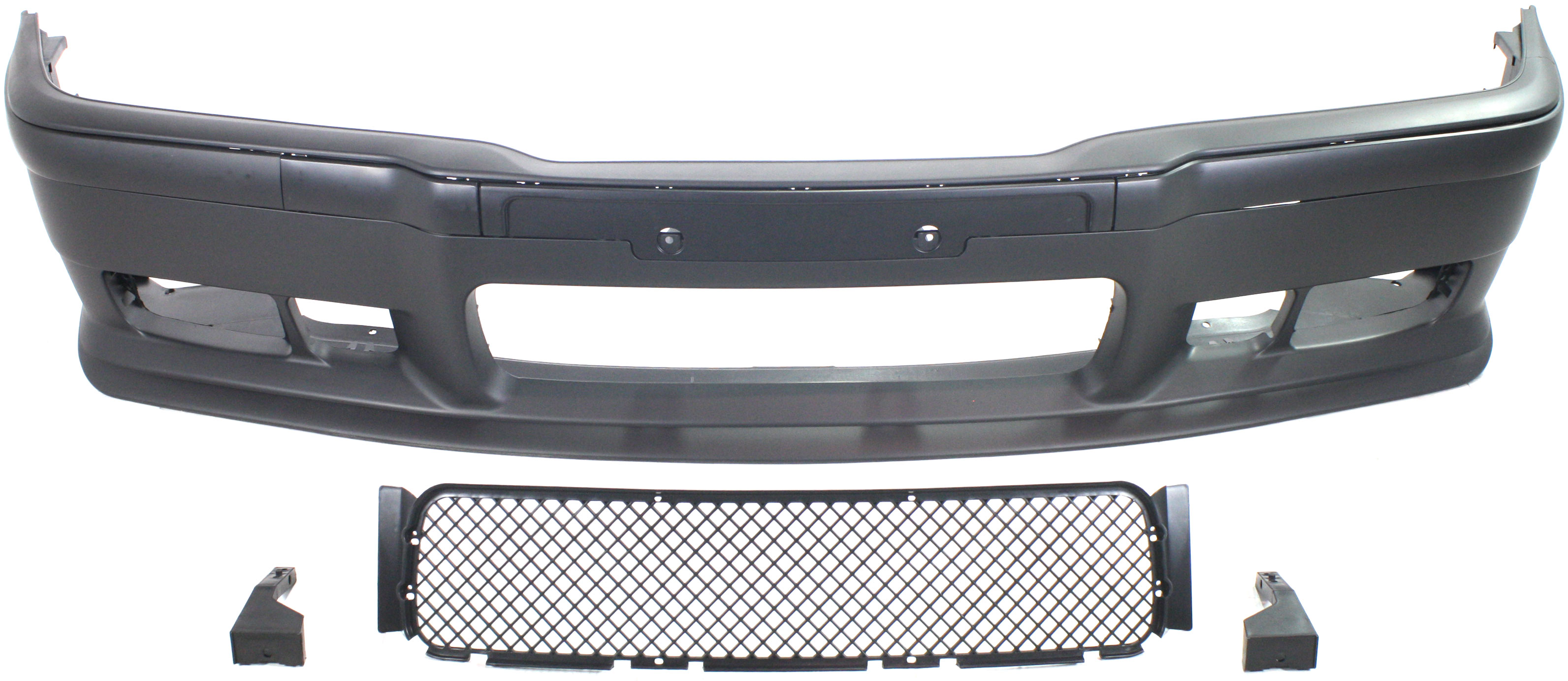AM 3 SERIES 92-99 FRONT BUMPER COVER Sport Front Bumper Upgrade Kit M3 Style w Bumper Strips and Tow SKU REPB010306 Partslink Performance OEM Performance