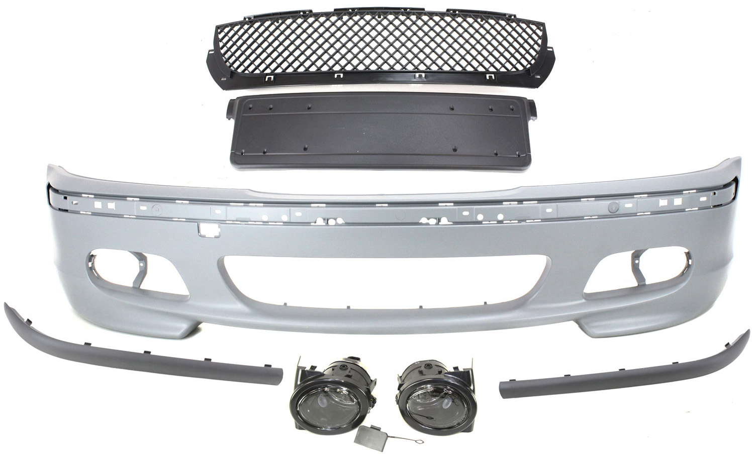 AM 3 SERIES 02-05 FRONT BUMPER COVER Sport Front Bumper Upgrade Kit M Tech Style w Bumper Strips Sdn Wgn SKU REPB010313 Partslink Performance OEM Performance