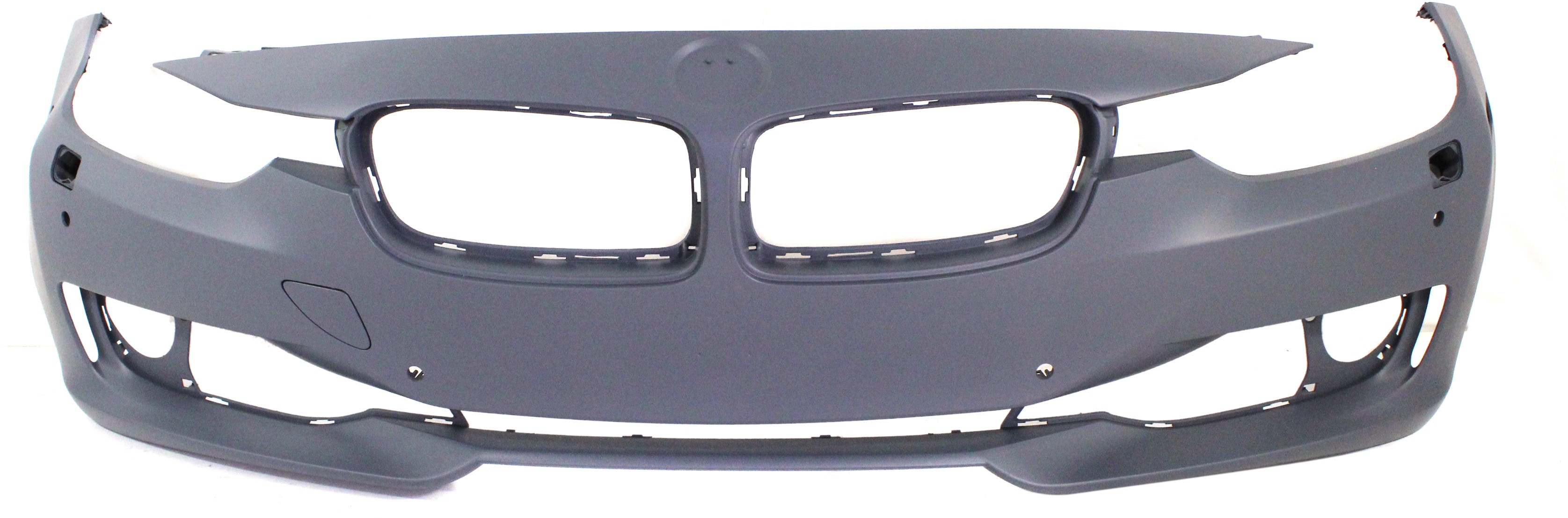 AM 3 SERIES 12-15 FRONT BUMPER COVER Primed Standard w o M Sport Line Sedan Wagon w HLW PDC Sensor IPAS Cam Holes SKU REPB010369P Partslink BM1000257 OEM 51117293016