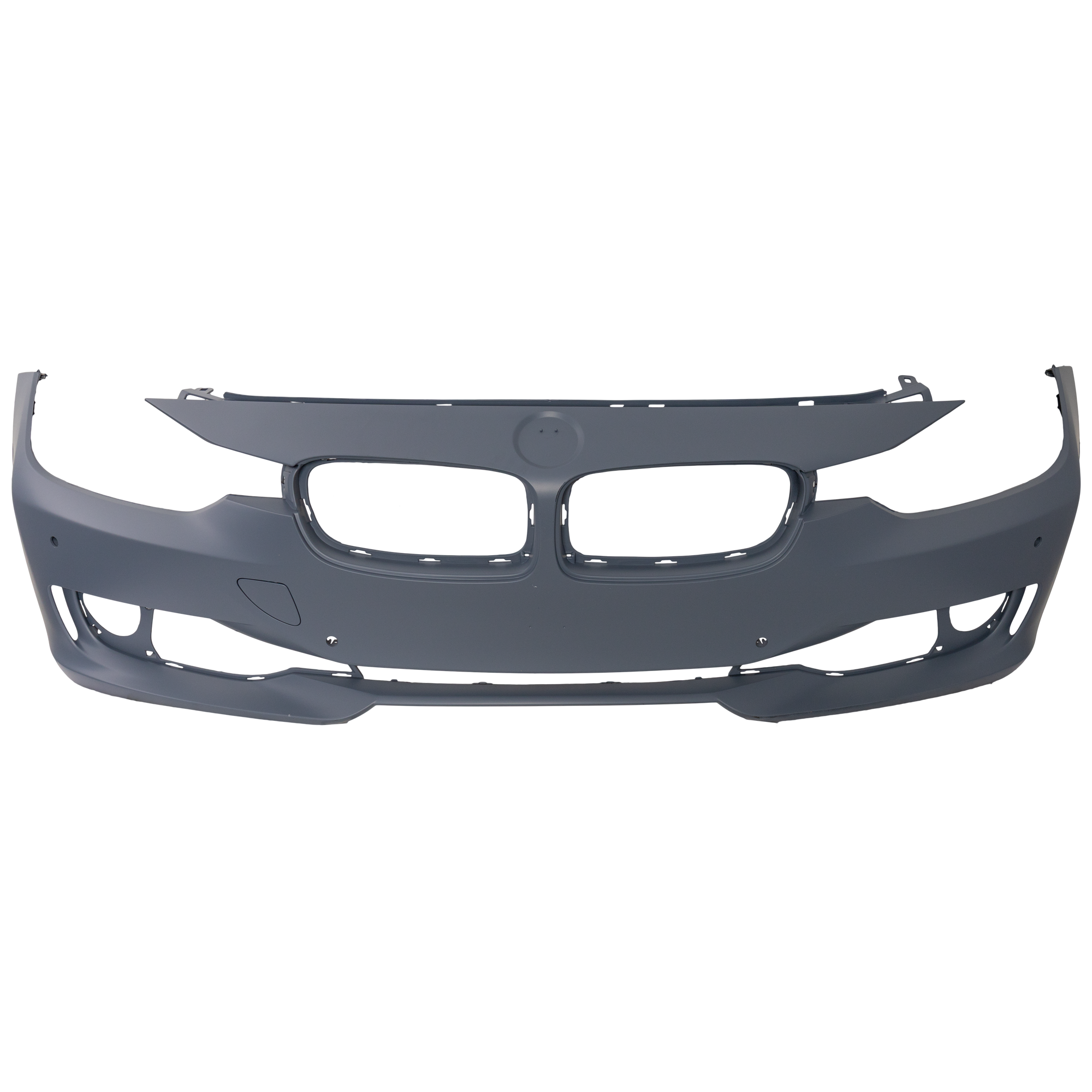 AM 3 SERIES 12-15 FRONT BUMPER COVER Primed Standard w o M Sport Line Sedan Wagon w o HLW IPAS Cam Holes w PDC Sensor Holes SKU REPB010373P Partslink BM1000265 OEM 51117293012