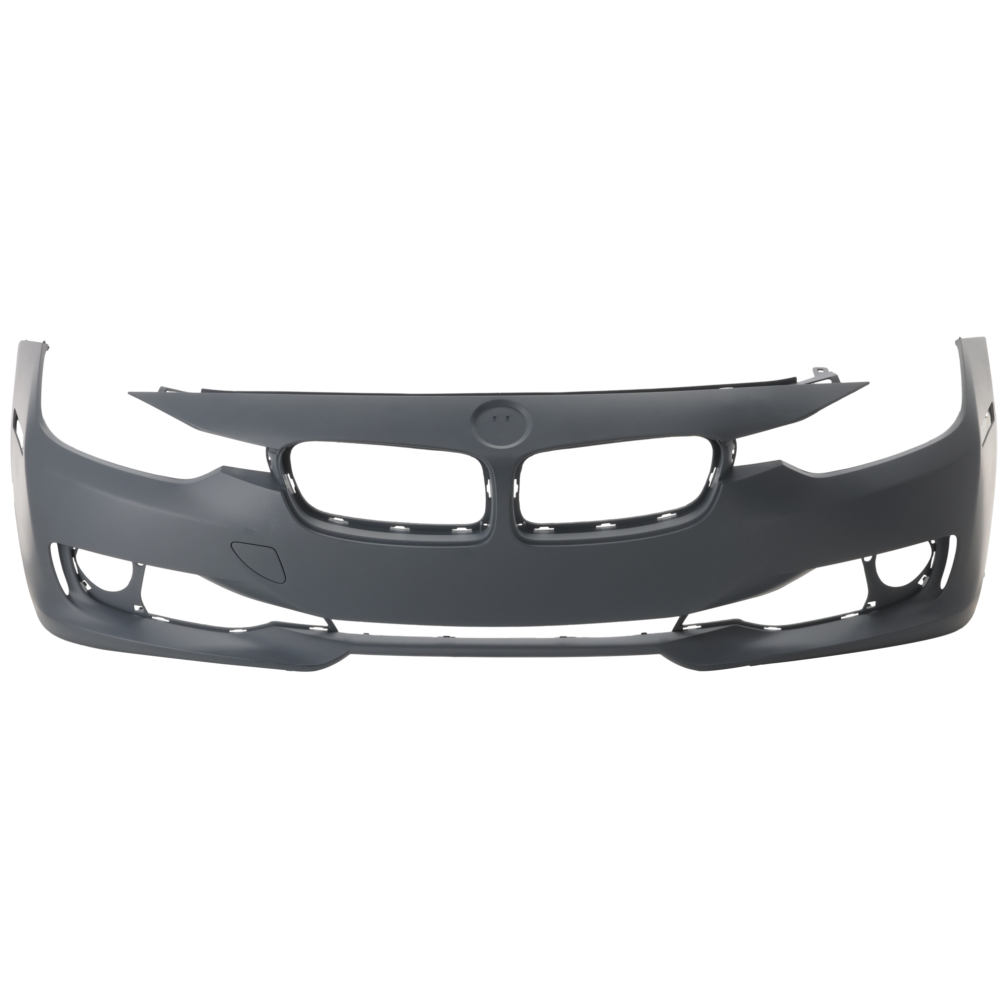 AM 3 SERIES 12-15 FRONT BUMPER COVER Primed Standard w o M Sport Line Sedan Wagon w o HLW PDC Sensor IPAS Cam Holes SKU REPB010374P Partslink BM1000266 OEM 51117293011