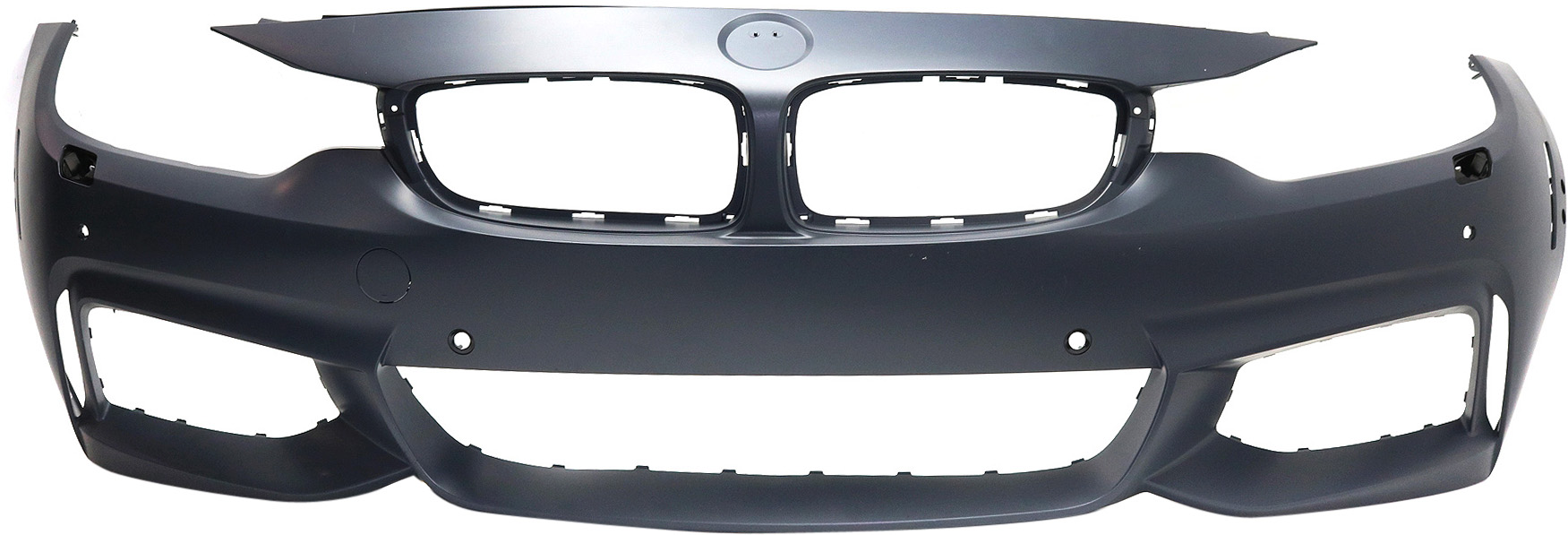 AM 4 SERIES 14-20 FRONT BUMPER COVER Primed w M Sport Pkg w HLW Park Assist Snsr PDC Snsr Holes Cam CAPA SKU REPBM010319PQ Partslink BM1000345C OEM 51118061935