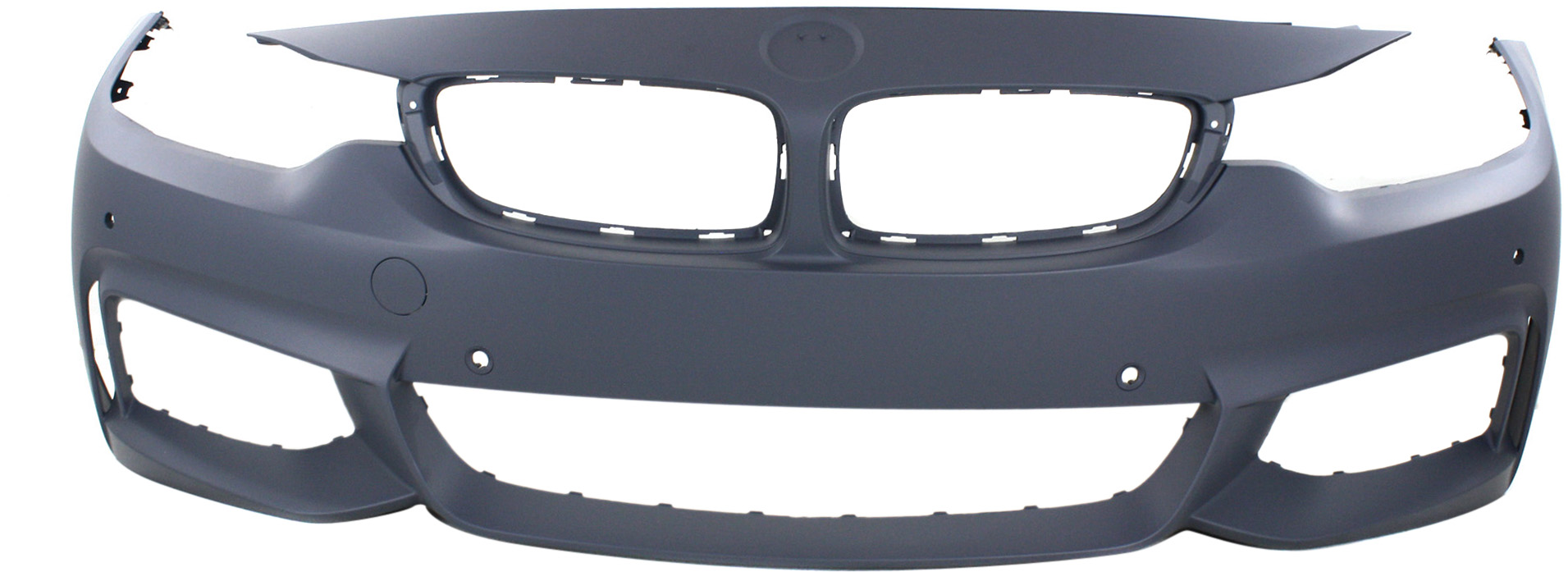 AM 4 SERIES 14-20 FRONT BUMPER COVER Primed w M Sport Pkg w o HLW Holes w Park Assist Snsr PDC Snsr Holes Cam SKU REPBM010324P Partslink BM1000340 OEM 51118061929
