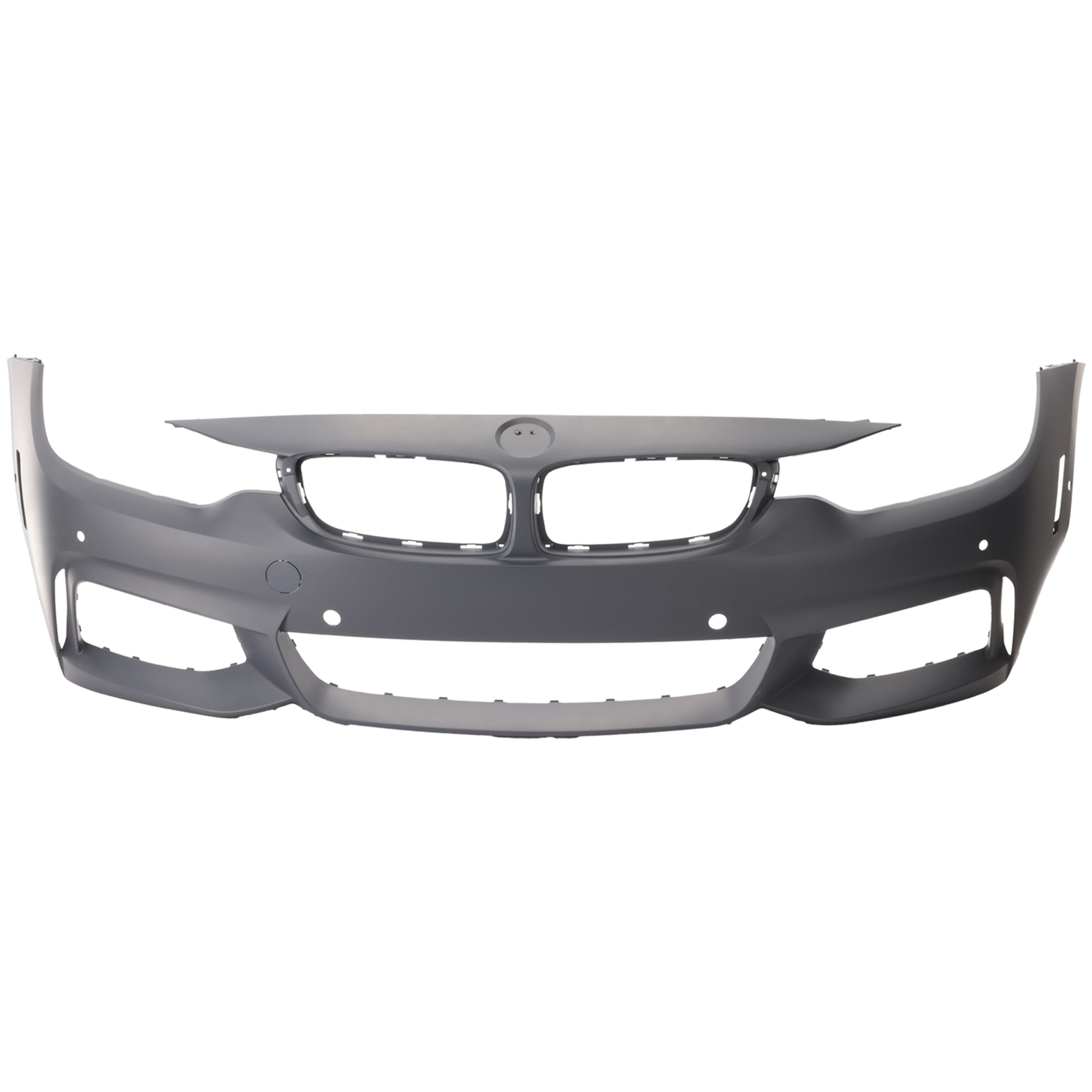 AM 4 SERIES 14-20 FRONT BUMPER COVER Primed w M Sport Line w o HLW Holes and Cam w Park Assist Snsr PDC Snsr Holes SKU REPBM010325P Partslink BM1000339 OEM 51118060884