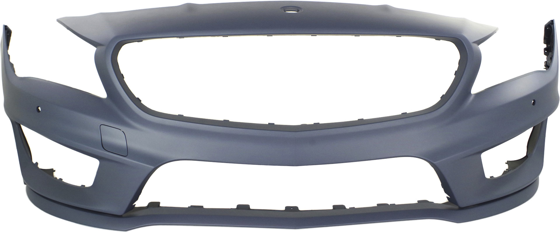 AM CLA250 CLA45 AMG 14-16 FRONT BUMPER COVER Primed w AMG Styling Pkg w Active Park Assist Sensor Holes SKU REPBZ010384P Partslink MB1000431 OEM 11788047409999