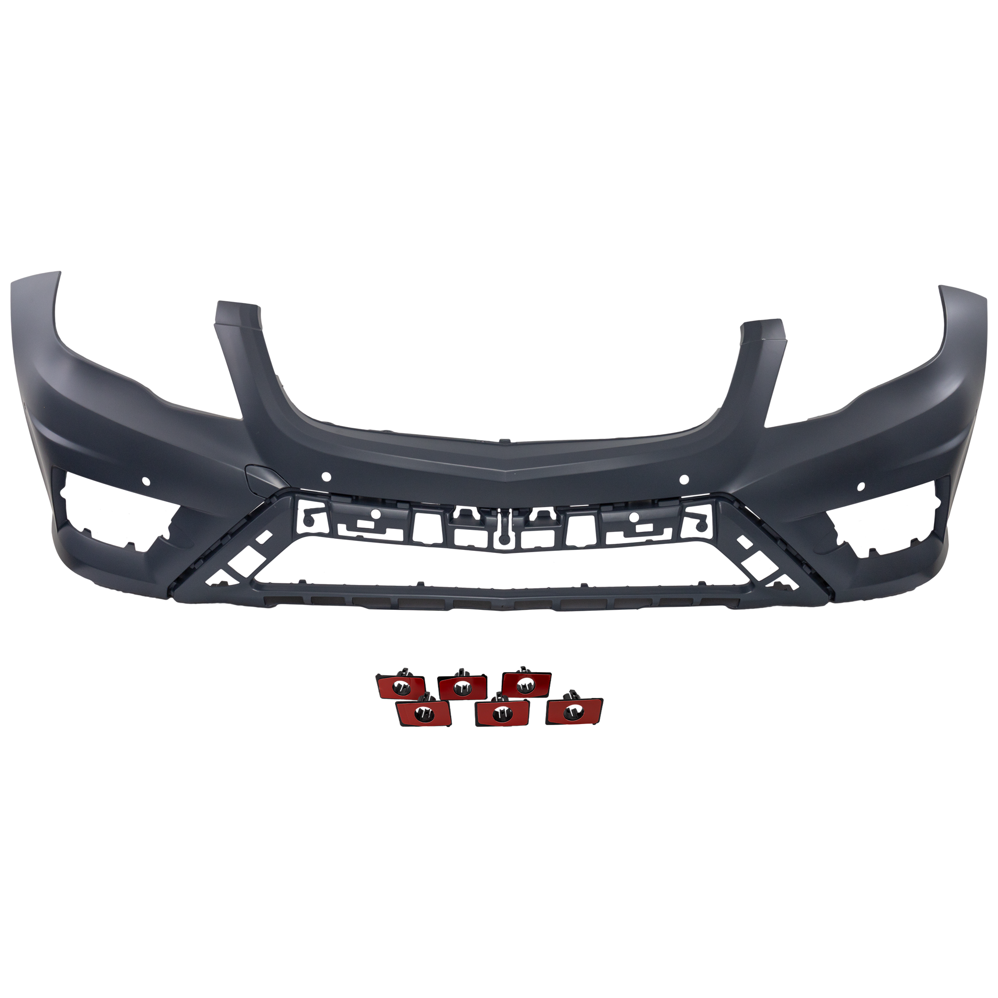 AM GLK CLASS 13-15 FRONT BUMPER COVER Prmd w AMG Styling Pkg w o HLW Holes w Parktronic Holes SKU REPBZ010392P Partslink MB1000406 OEM 2048857638