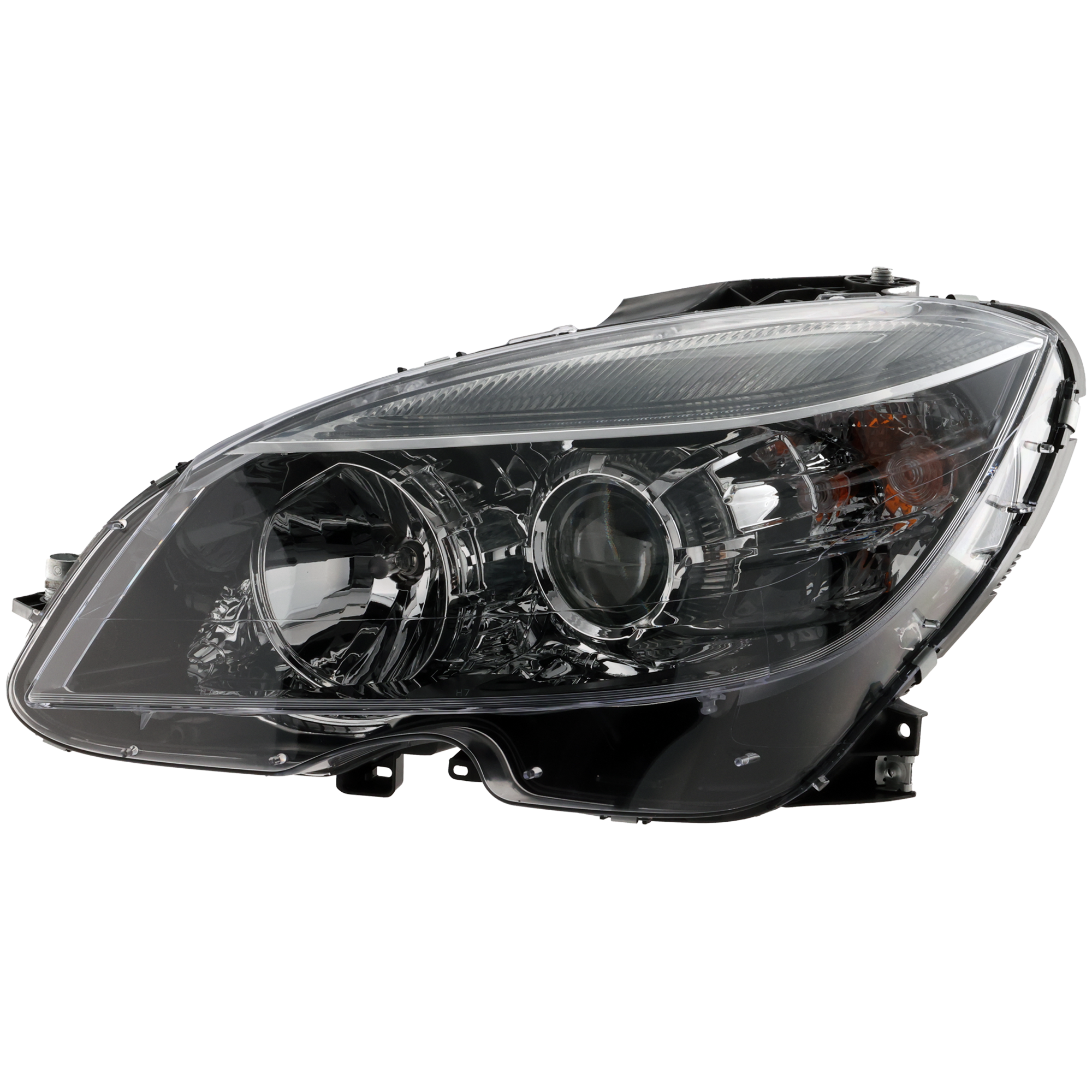 AM C CLASS 08-11 HEAD LAMP LH Assembly Halogen Black Interior From 02-09-07 SKU REPBZ100114 Partslink MB2502185 OEM 2048202139