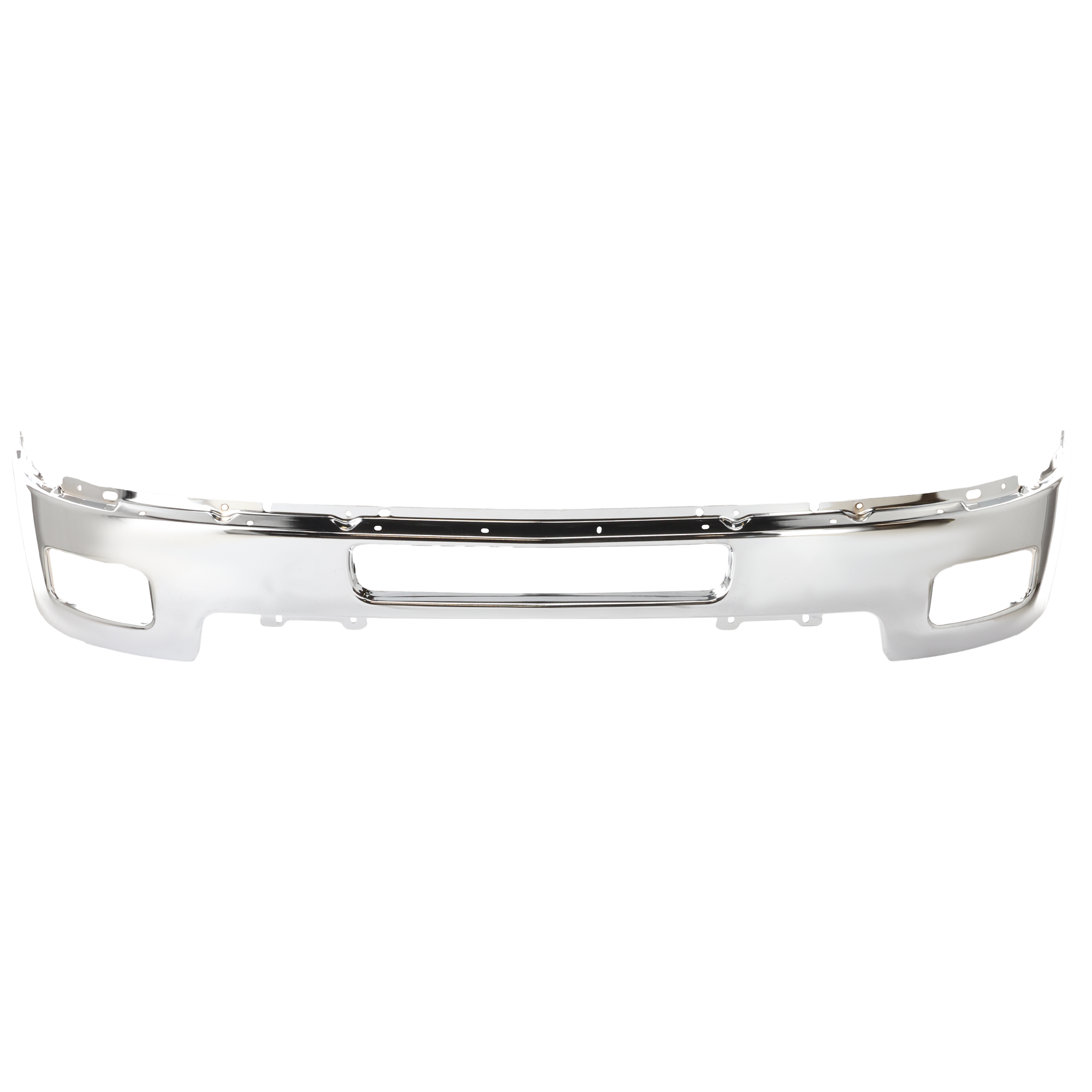 AM SILVERADO 2500 HD 3500 HD 11-14 FRONT BUMPER Chrome Impact Bar w Fog Light Holes SKU REPC010925H Partslink GM1002837 OEM 25883349