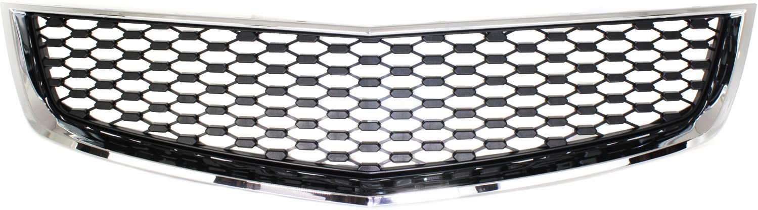 AM EQUINOX 10-15 FRONT BUMPER GRILLE Chrome Shell Painted Black Insert SKU REPC070146 Partslink GM1200621 OEM 25798747