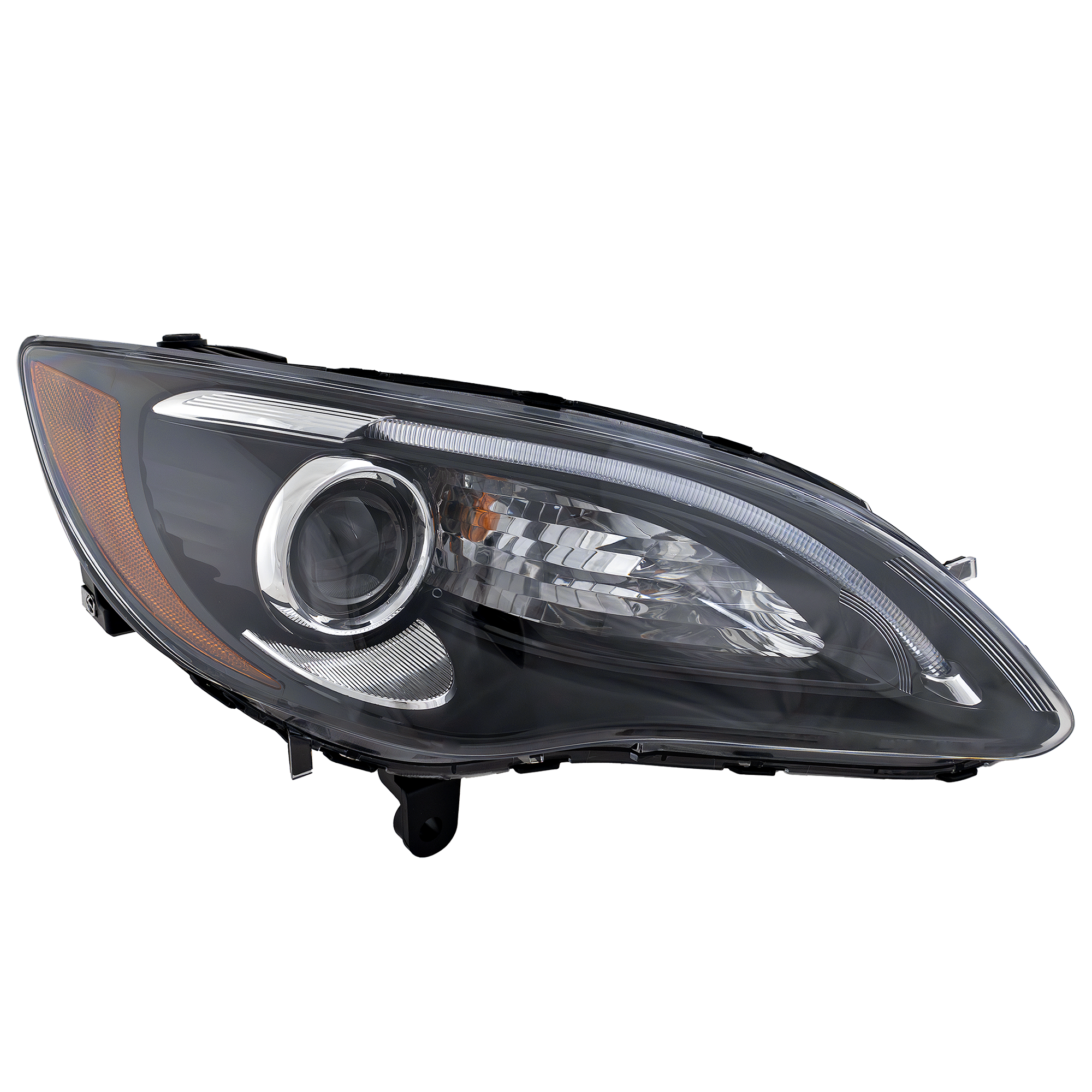AM CHRYSLER 200-11-14 HEAD LAMP RH Assembly Halogen Black Interior w Chrome Insert S Model Convertible Sedan CAPA SKU REPC100317Q OEM 68088066AG PFM