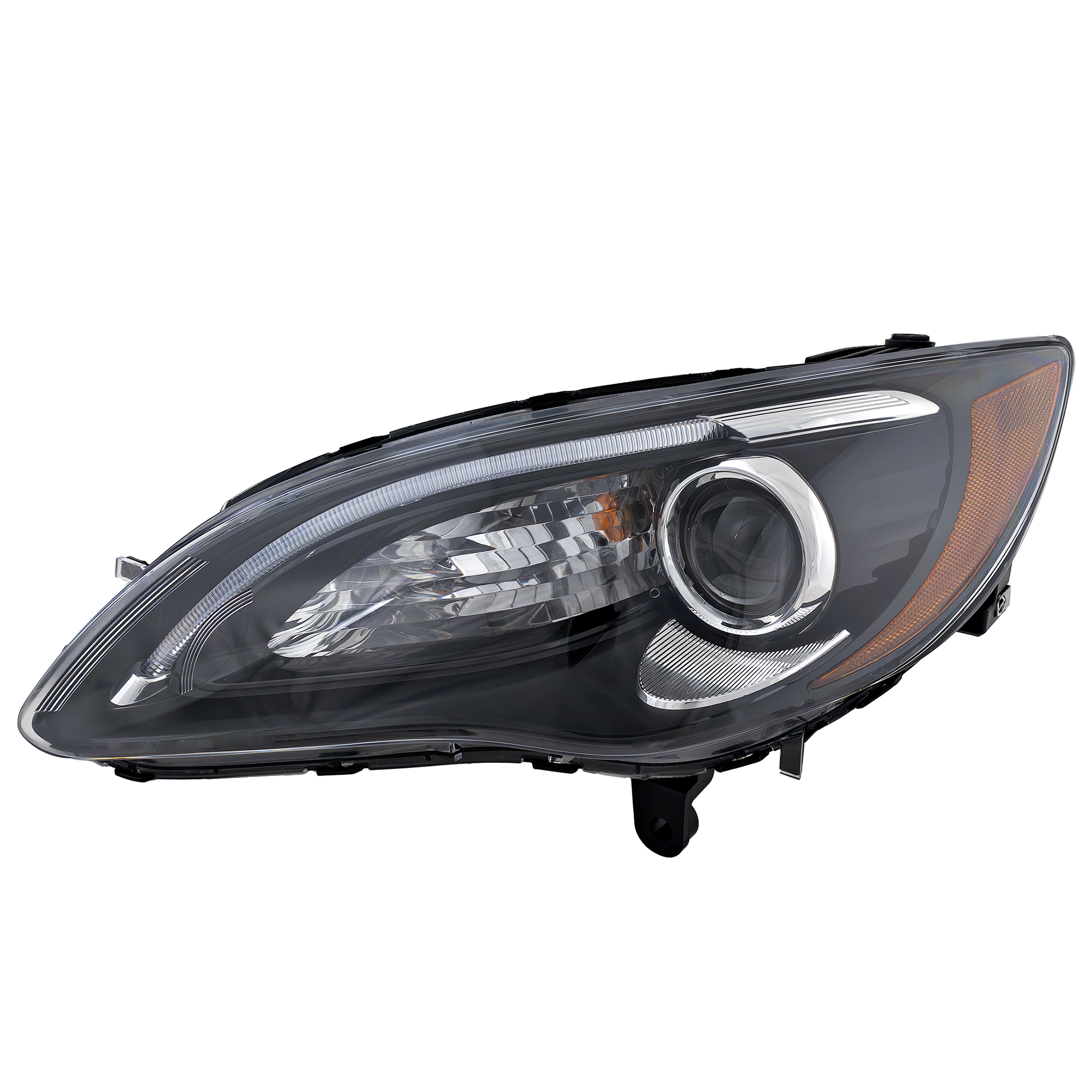 AM CHRYSLER 200-11-14 HEAD LAMP LH Assembly Halogen Black Interior w Chrome Insert S Model Convertible Sedan CAPA SKU REPC100318Q OEM 68088067AG PFM