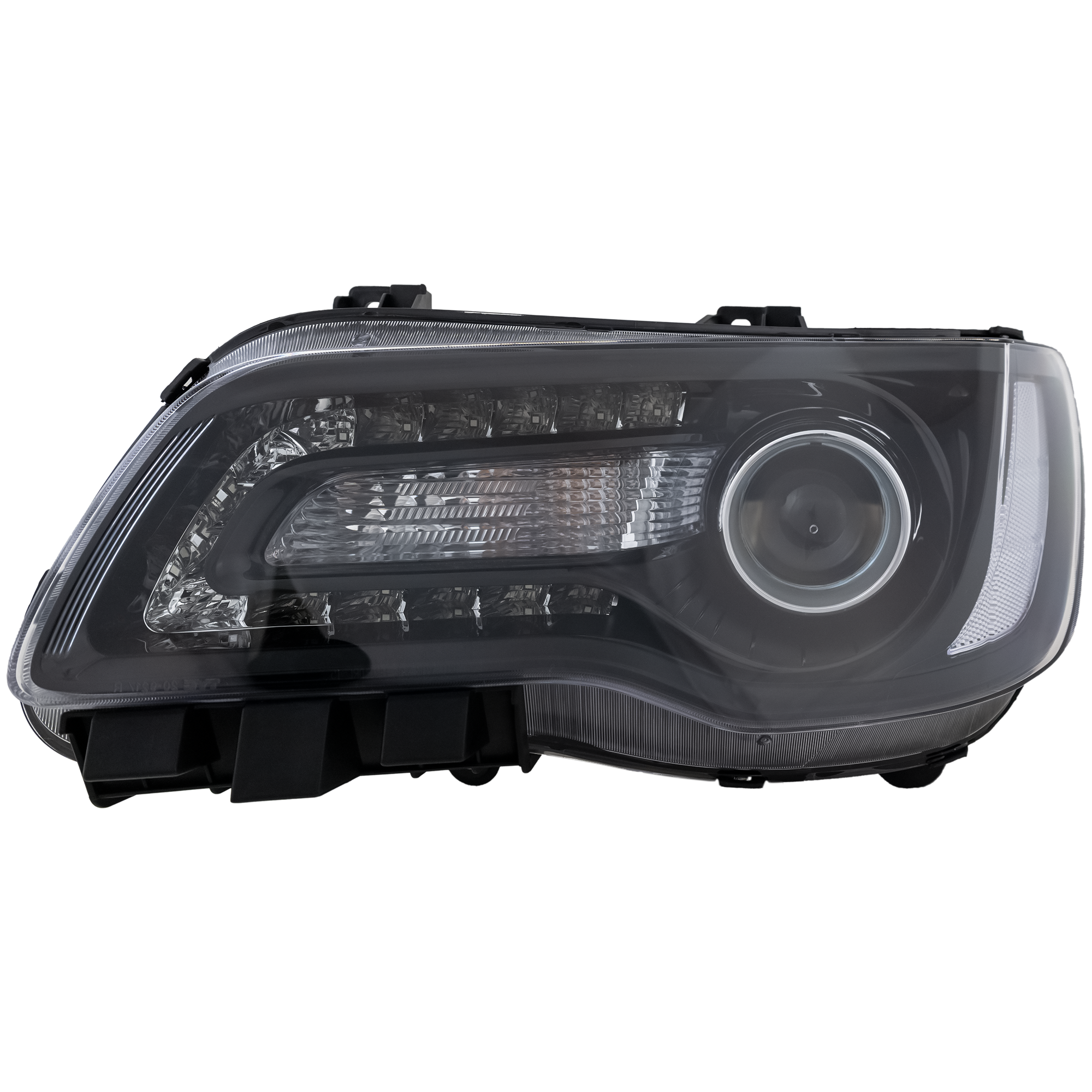 AM CHRYSLER 300-15-17 HEAD LAMP LH Assembly Halogen Black Interior CAPA SKU REPC100368Q Partslink CH2502269C OEM 68214383AD