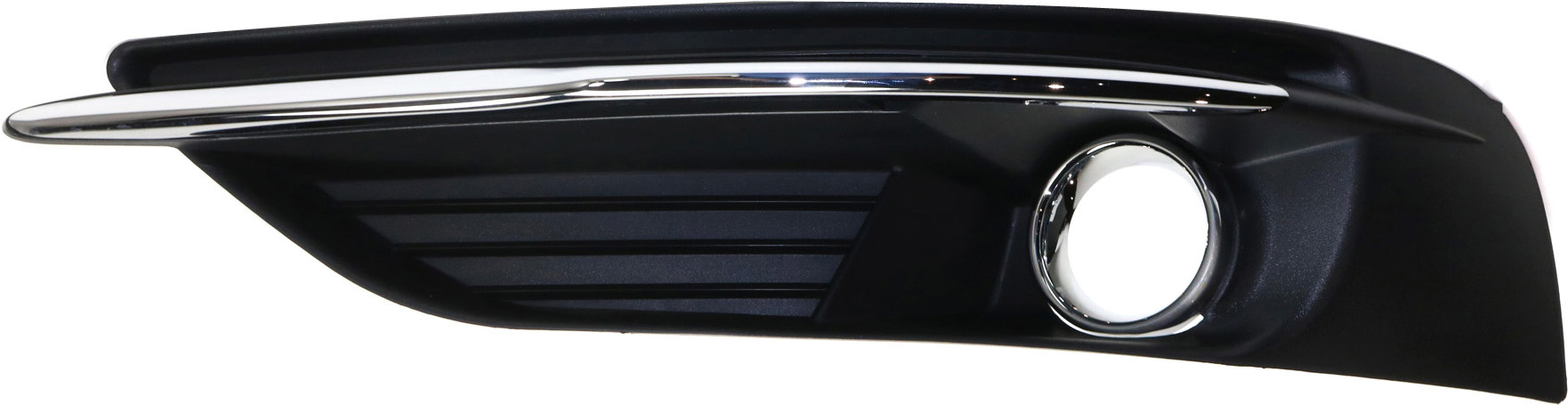 AM CHRYSLER 200-11-14 FRONT FOG LAMP MOLDING LH Textured Black w Chrome Trim Convertible Sedan SKU REPC108042 Partslink CH1038125 OEM 68102303AA