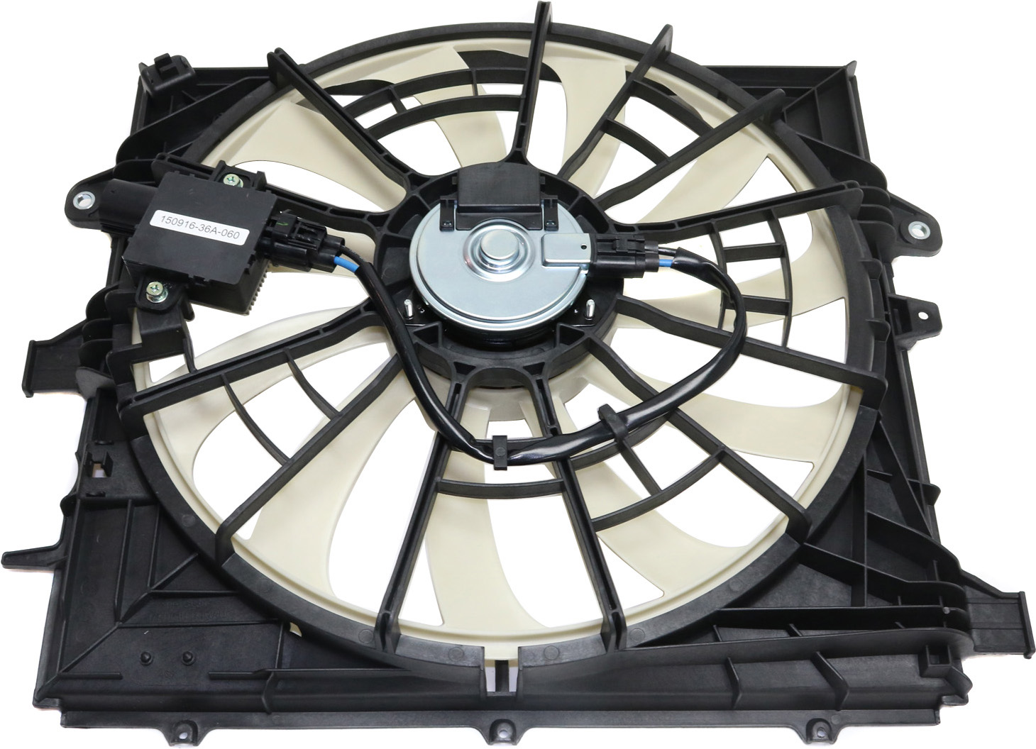 AM ATS 13-15 CTS 14-15 RADIATOR FAN ASSEMBLY Single fan Standard Duty Cooling w Control module CTS Sedan SKU REPC160938 Partslink GM3115283 OEM 84001484