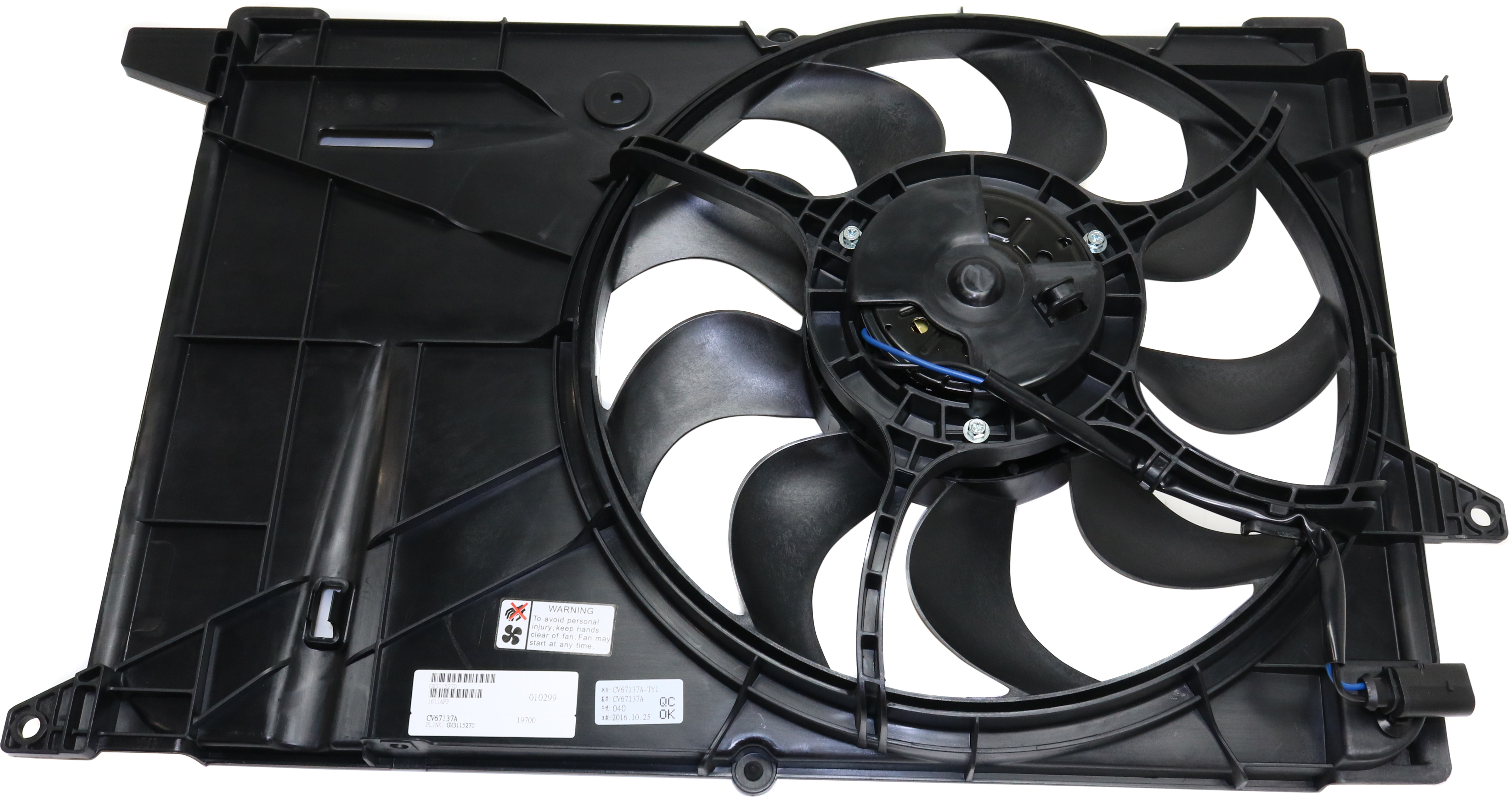AM SPARK 16-22 RADIATOR FAN ASSEMBLY Single Fan SKU REPC160943 Partslink GM3115271 OEM 42426778