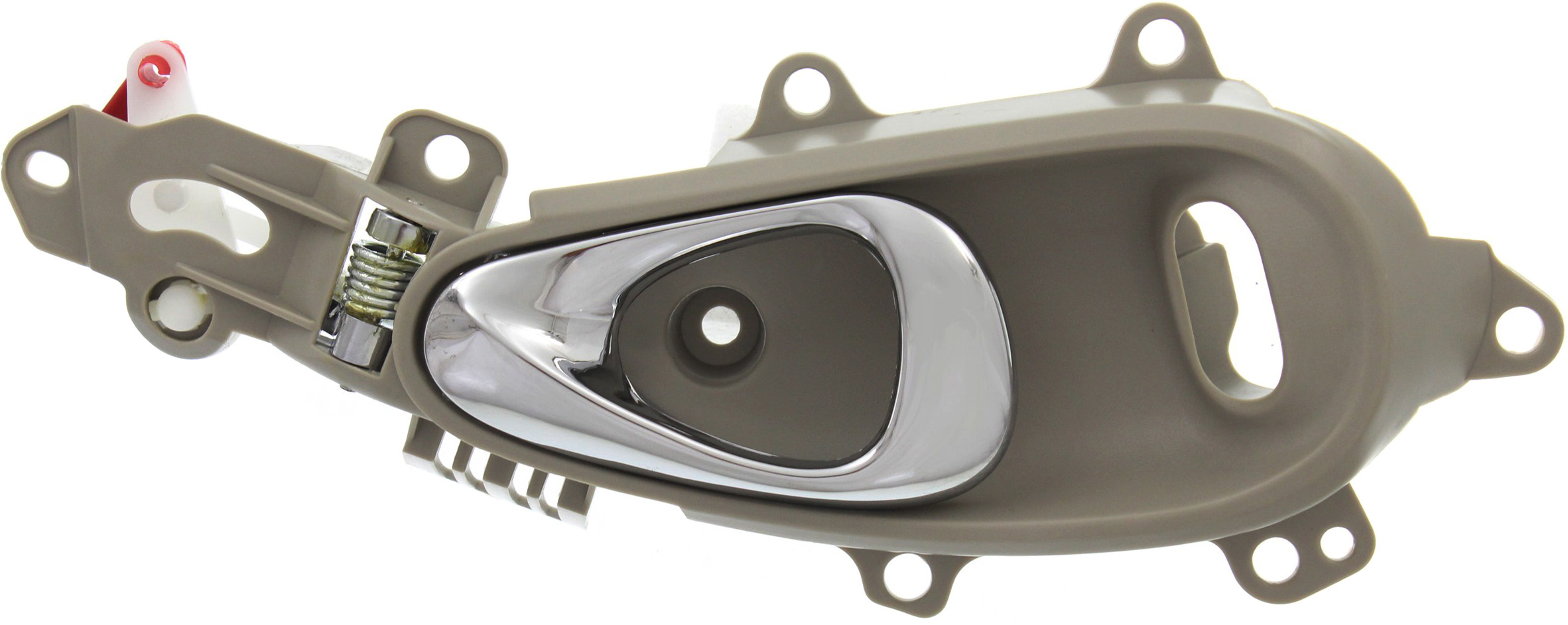 AM PT CRUISER 01-10 FRONT INTERIOR DOOR HANDLE RH Chrome Lever+Beige Housing Plastic w Hole SKU REPC462149 Partslink CH1353141 OEM SB96MF1AD