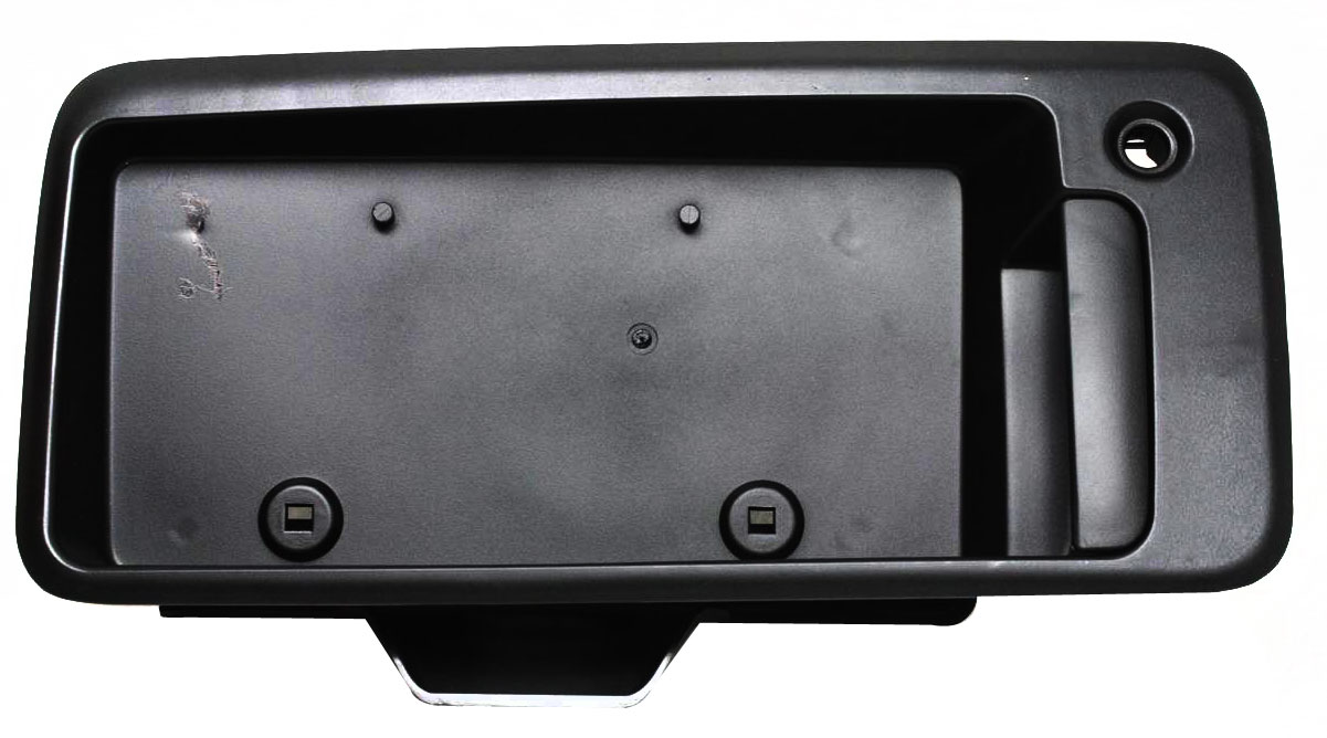 AM EXPRESS SAVANA VAN 03-09 REAR EXTERIOR DOOR HANDLE Back Door Textured Black w License Bracket SKU REPC491507 Partslink GM1820106 OEM 15269298