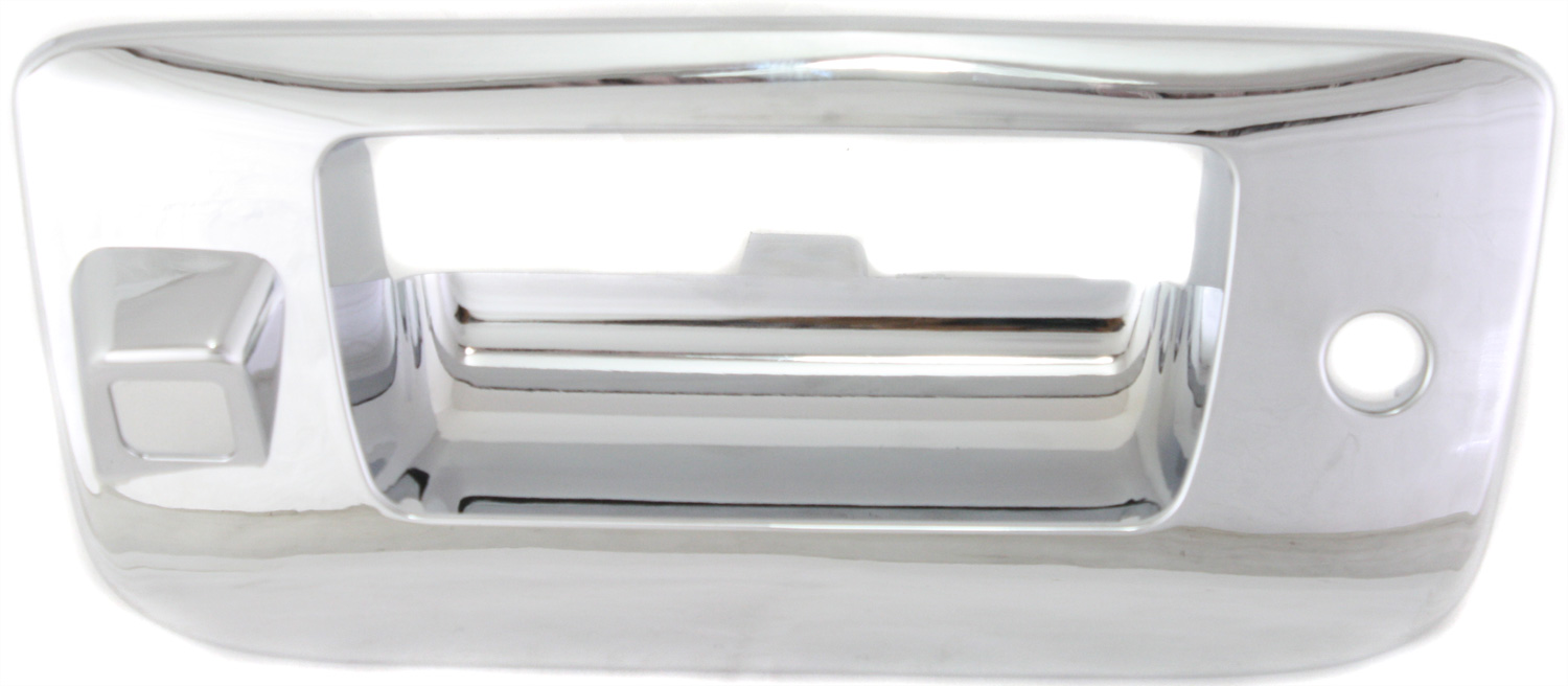 AM SILVERADO SIERRA 1500-07-13-2500-3500 HD 07-14 TAILGATE HANDLE BEZEL Outside All Chrome w Cam w Keyhole Excludes 2007 Classic SKU REPC580739C OEM 22755304 PFM