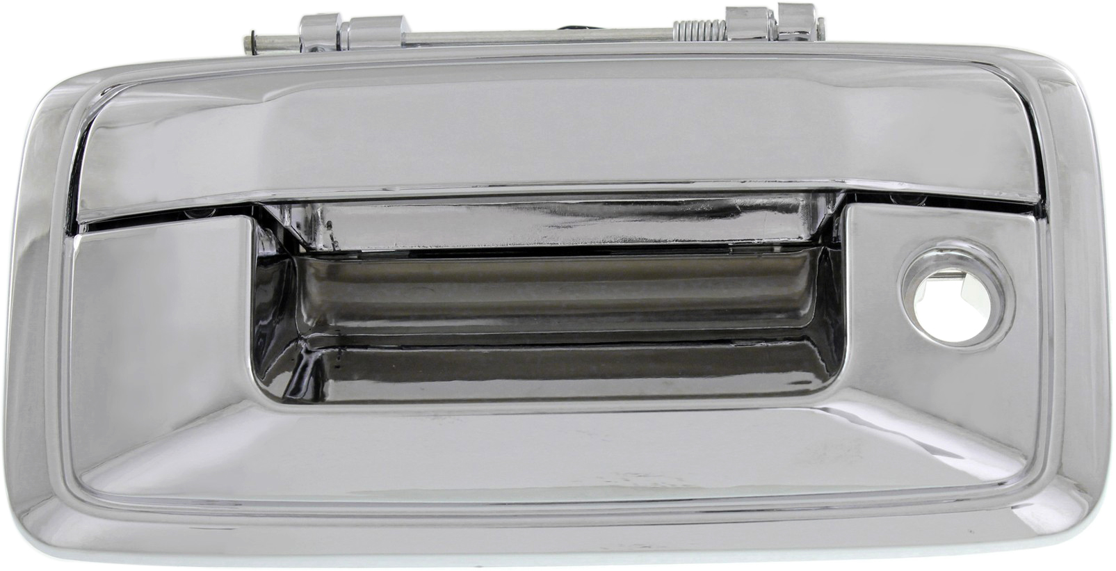 AM SILVERADO SIERRA 1500-14-15-2500 HD 3500 HD 15-15 TAILGATE HANDLE Outside Chr w Keyhole w o Cam Hole SKU REPC580752C OEM 23128693