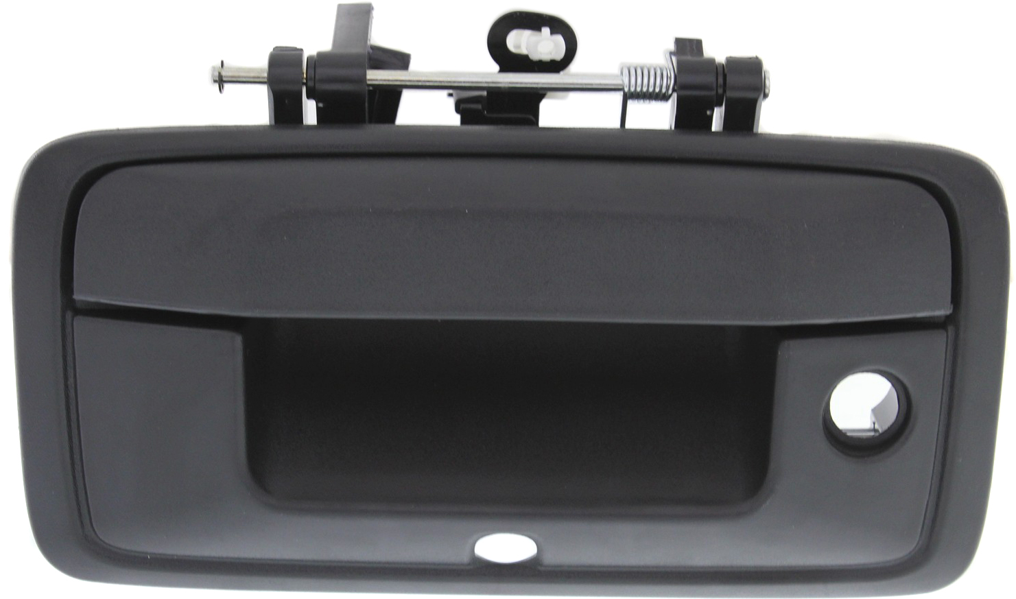 AM SILVERADO SIERRA 1500-14-15-2500 HD 3500 HD 15-15 TAILGATE HANDLE Outside Textured Black w Keyhole and Cam Hole SKU REPC580753 Partslink GM1915133 OEM 23448681-23128692