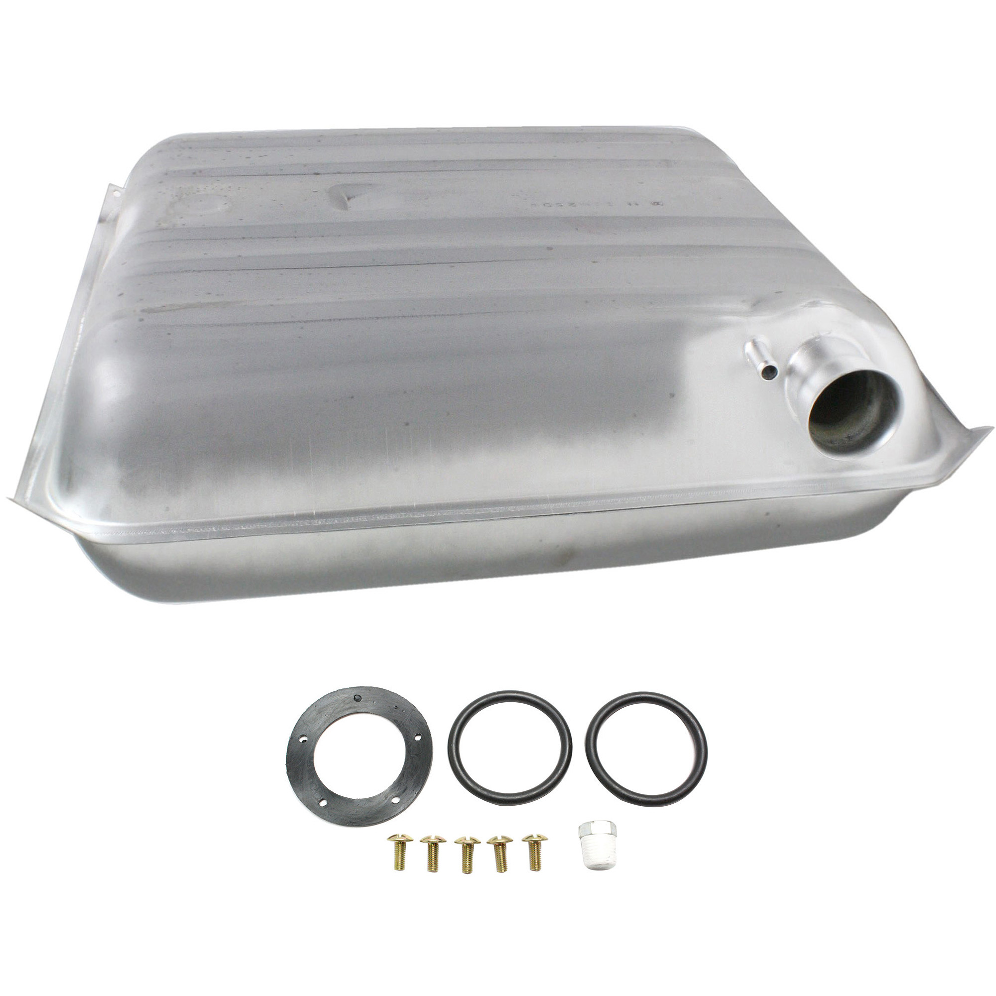 AM BEL AIR 57-57 FUEL TANK 16 Gal 60L Steel Silver 25-1-4 x 25 x 8-1-4 in. w o Seals and Filler Neck SKU REPC670118 OEM 3737476