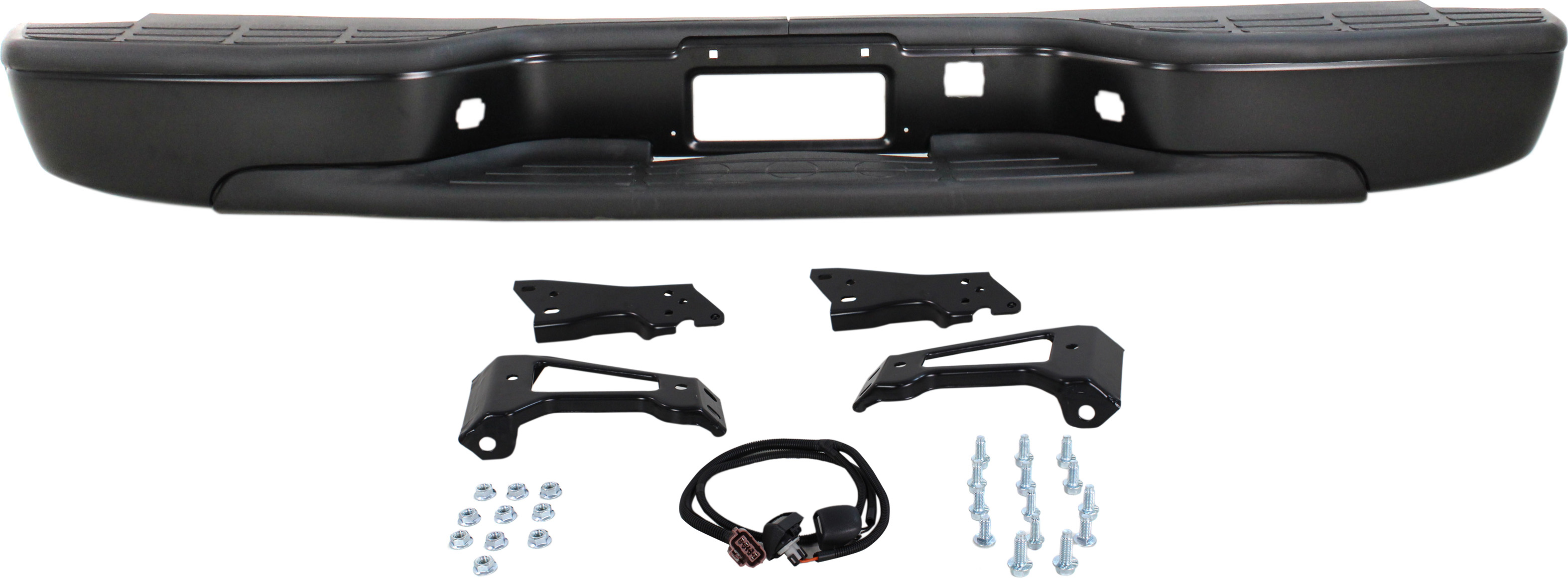 AM SILVERADO 1500-99-06 STEP BUMPER FACE BAR AND PAD w Pad Provision w Mounting Bracket Black Fleetside Includes 2007 Classic SKU REPC760508 OEM 88944059 PFM
