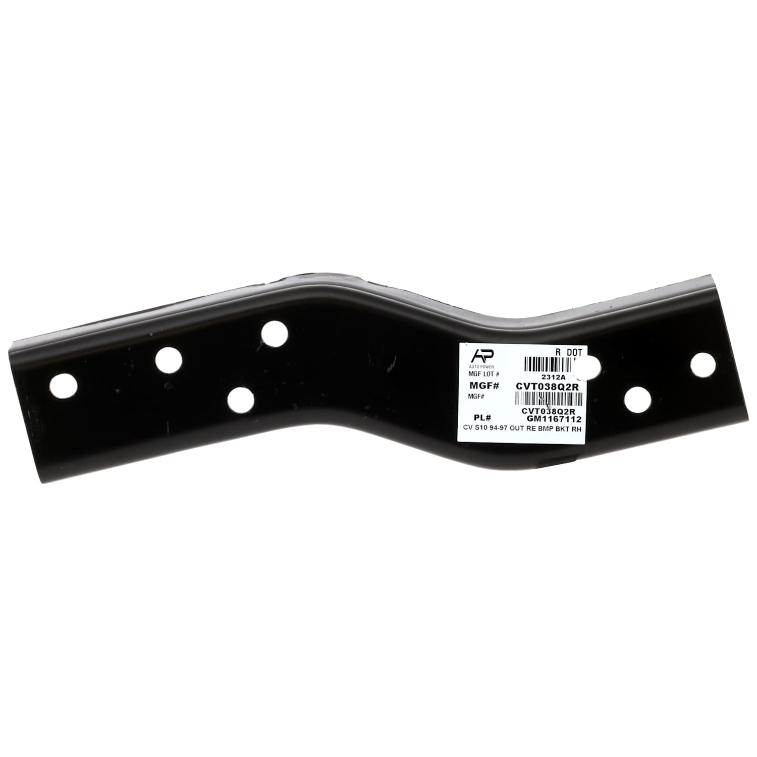 AM S10 PICKUP 94-97 REAR BUMPER BRACKET RH Fleetside Outer SKU REPC762707 Partslink GM1167112 OEM 15647614