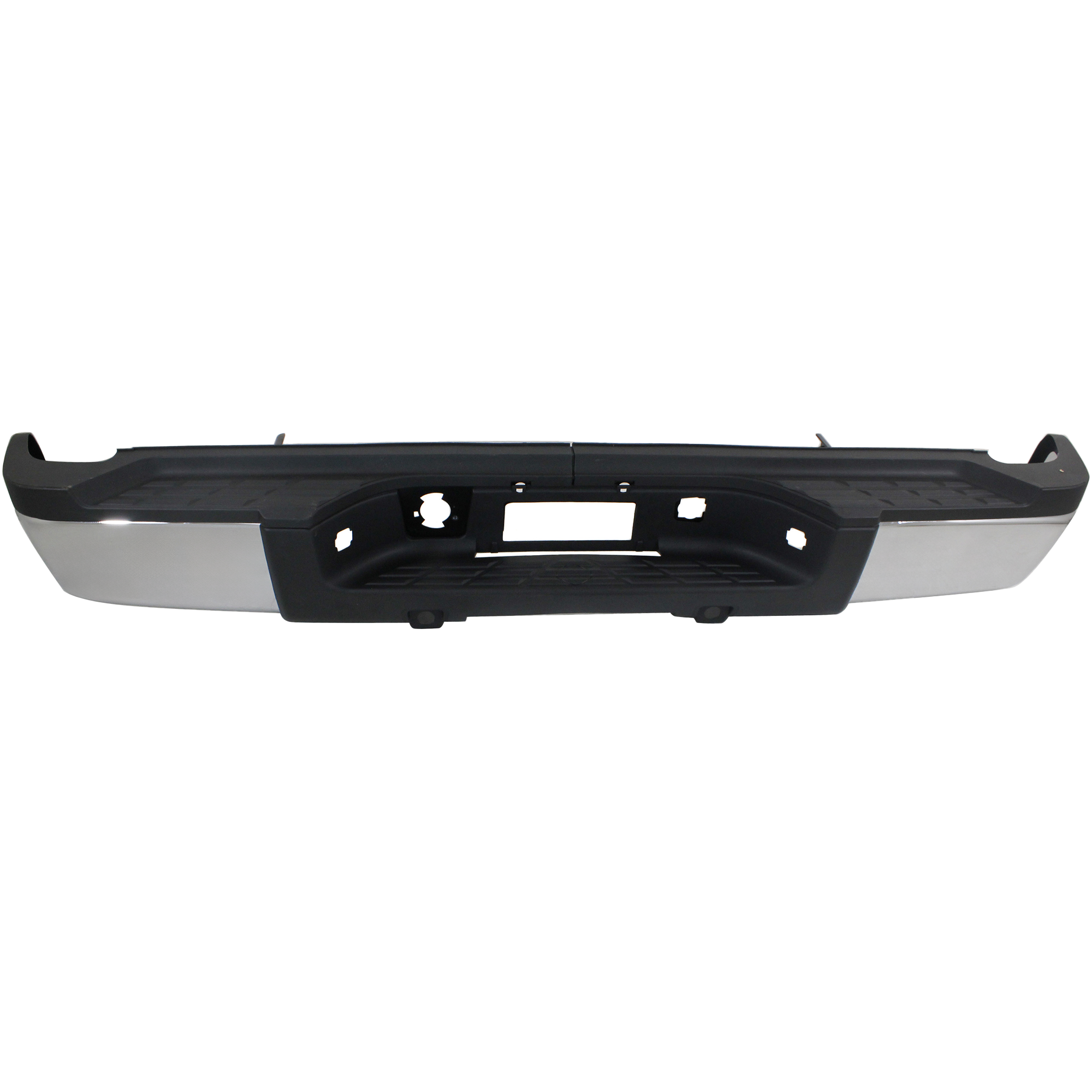 AM SILVERADO SIERRA 2500 HD 3500 HD 07-10 STEP BUMPER FACE BAR AND PAD w Pad Provision w o Mounting Bracket Chrome w o Rear Object Sensor Holes 3500 HD Single Rear Wheels Excludes 2007 Classic SKU REPC823704 Partslink GM1103150 OEM 19259332