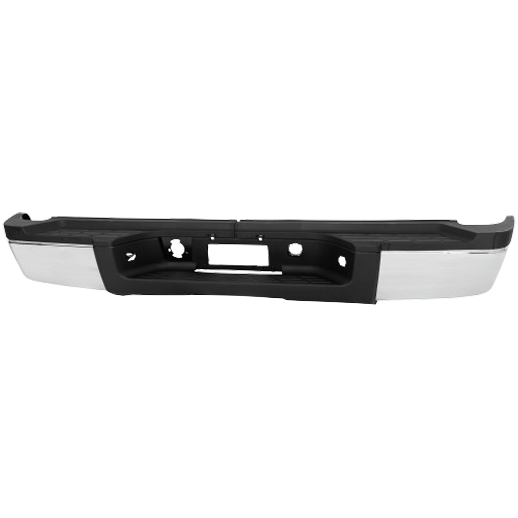 AM SILVERADO SIERRA 2500 HD 3500 HD 11-14 STEP BUMPER FACE BAR AND PAD w Pad Provision w o Mounting Bracket Chrome w o Rear Object Sensor Holes Single Rear Wheels SKU REPC823715 Partslink GM1103164 OEM 22932801